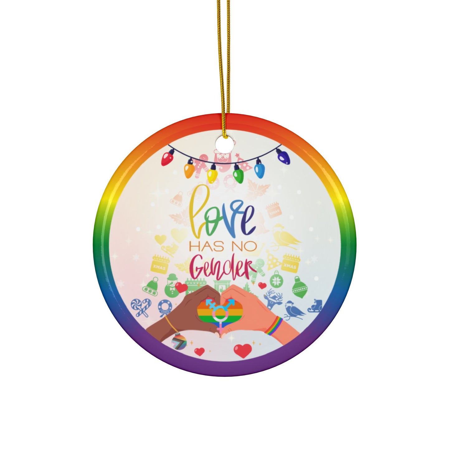 Pride Spirit | Love Has No Gender | Heirloom Ceramic Ornaments (1pc, 3pc, 5pc, 10pc)