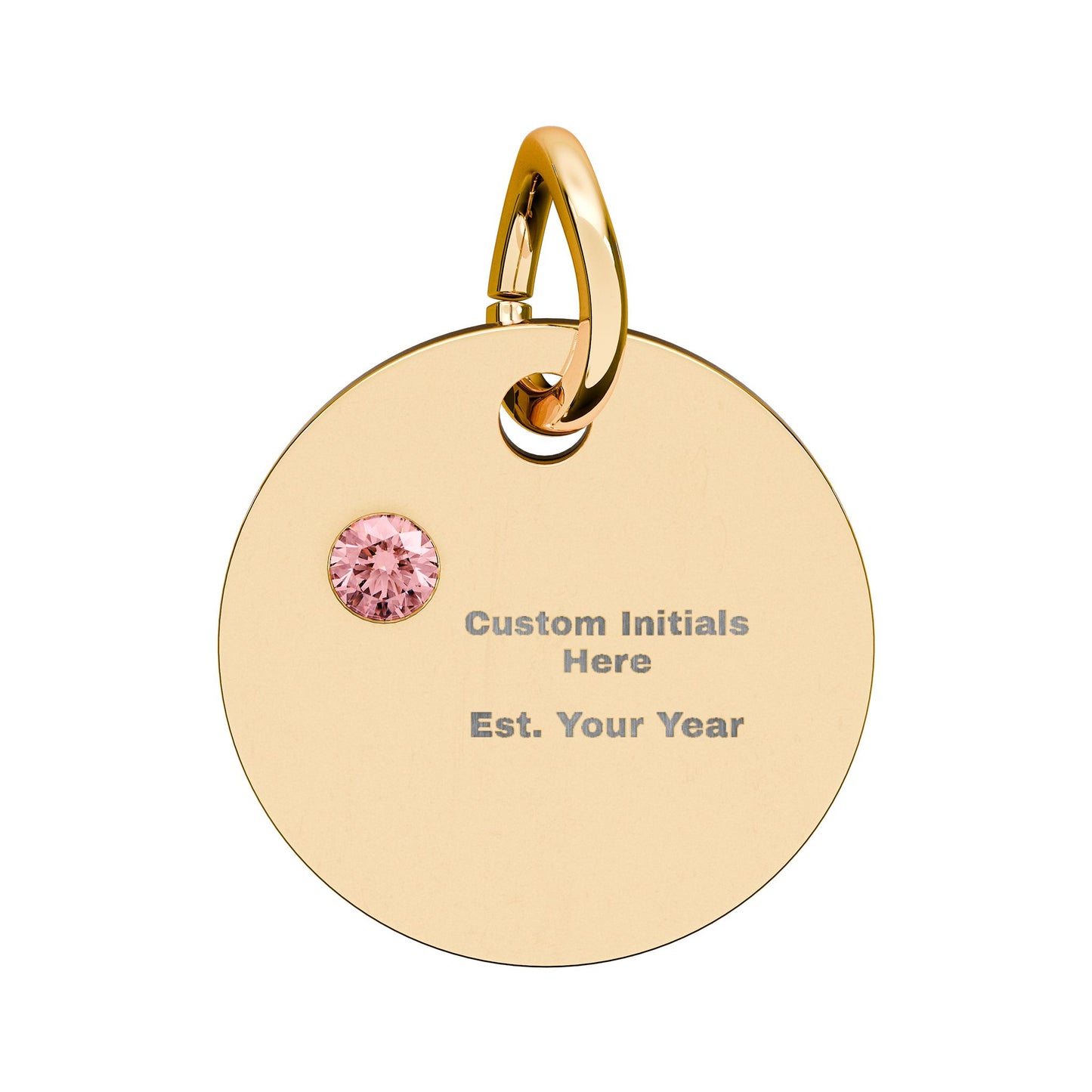 Engravable Birthstone Circle Charm | Personalized Initial & Year Pendant
