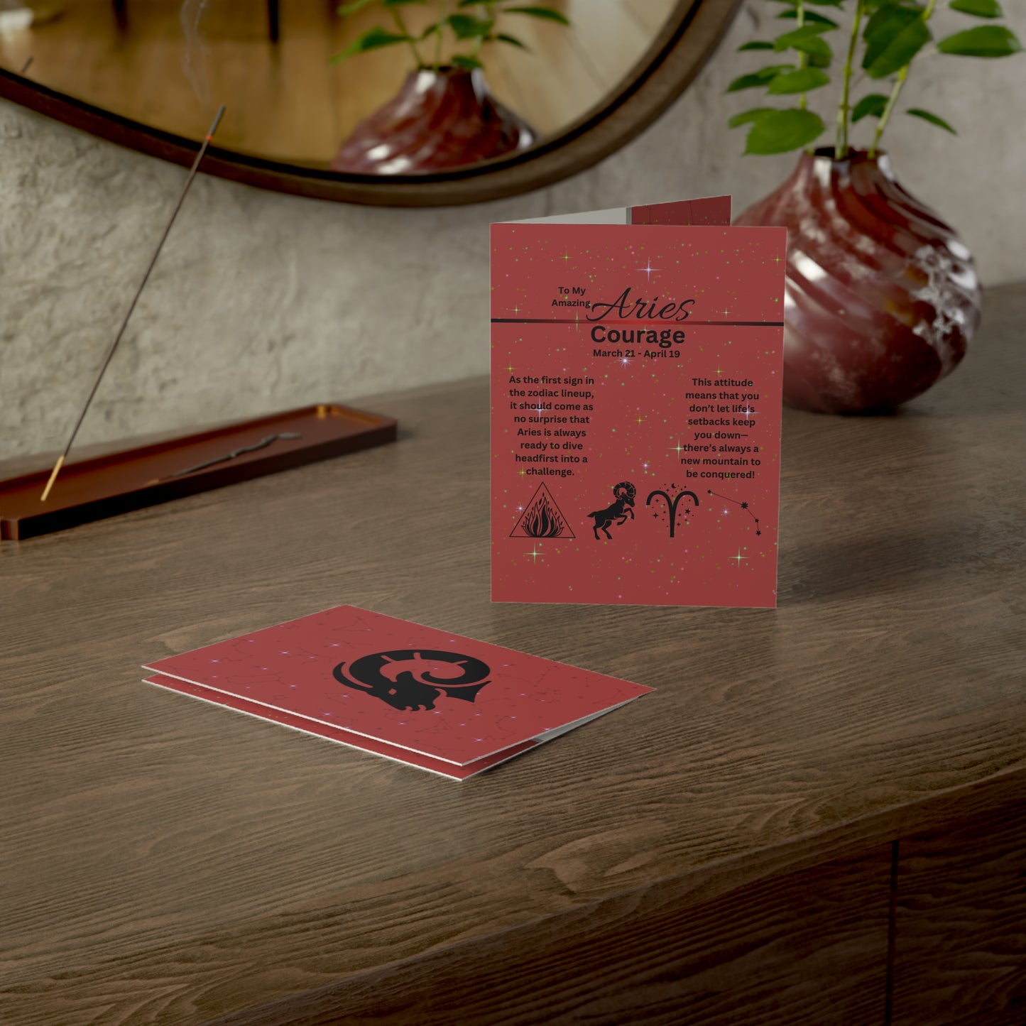 Aries | Red | Greeting Card | Astrology Design (1, 10 pcs)