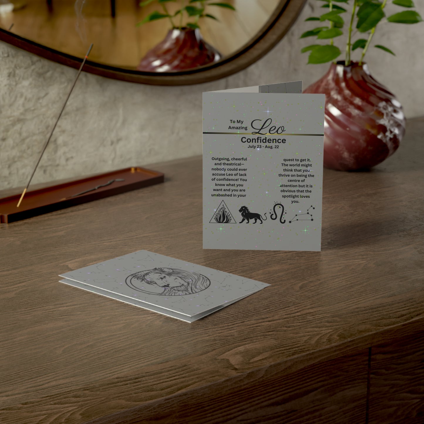 Leo | Zodiac Greeting Cards | (1, 10 pcs)