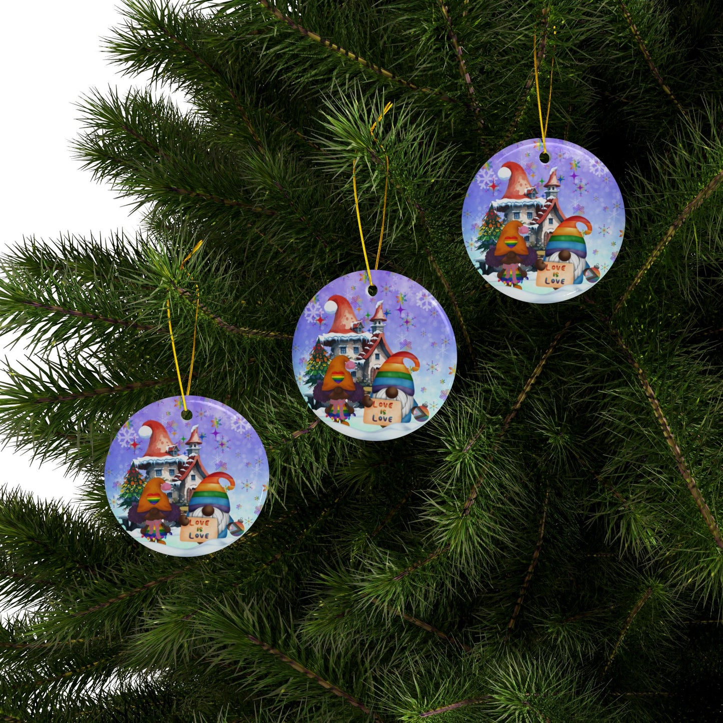 Peace, Love, and Joy to Everyone | Pridemas Holiday | Heirloom Ceramic Ornaments (1pc, 3pcs, 5pcs, 10pcs)