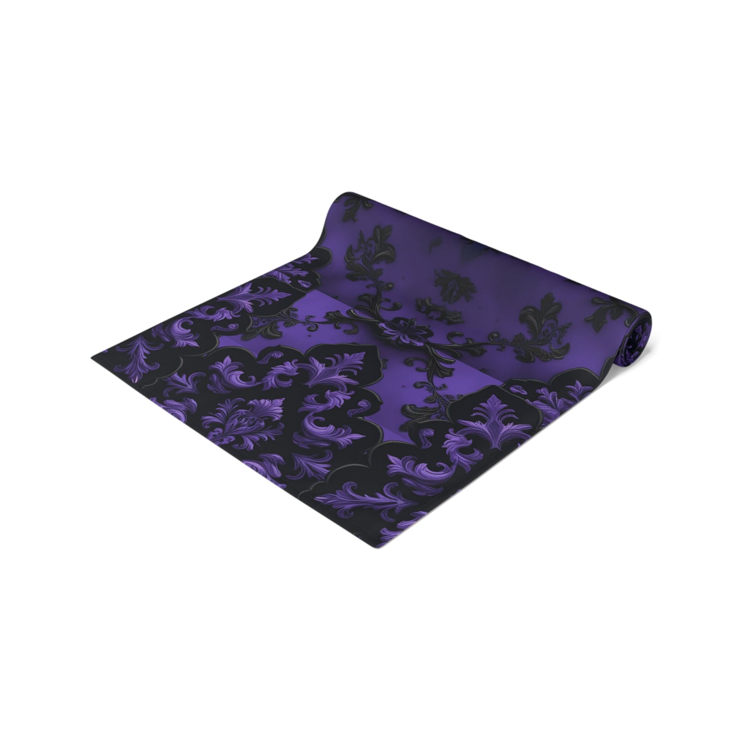 Royal Noir | Dark Purple Damask | Table Runner