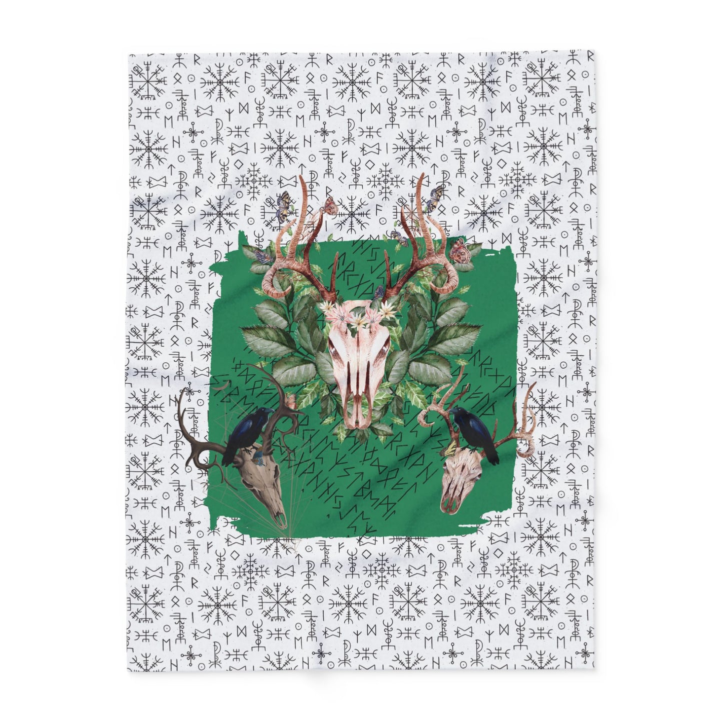 Viking Runes Blanket | Viking Runes and Skulls Design | Warm Nights by the Fire