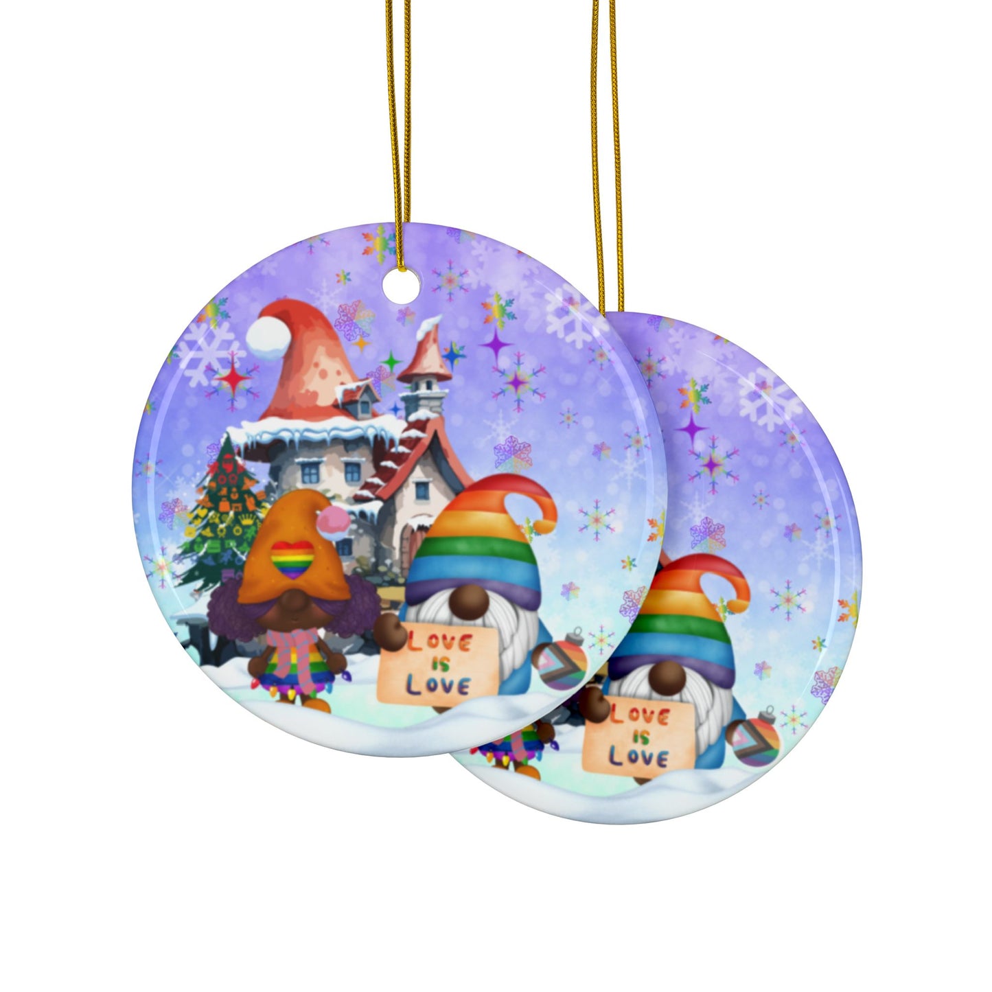 Peace, Love, and Joy to Everyone | Pridemas Holiday | Heirloom Ceramic Ornaments (1pc, 3pcs, 5pcs, 10pcs)