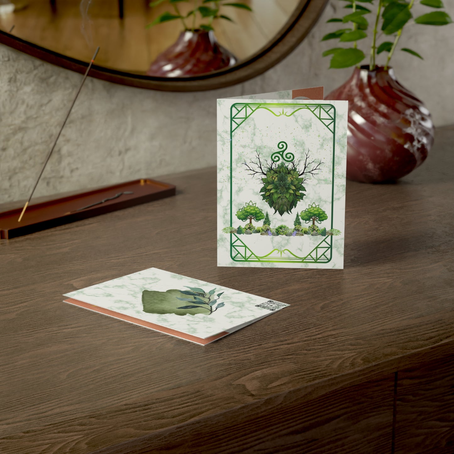 Green Man Summer Solstice Greeting Cards | Celebrate the Bounty of Summer (1, 10 pcs)
