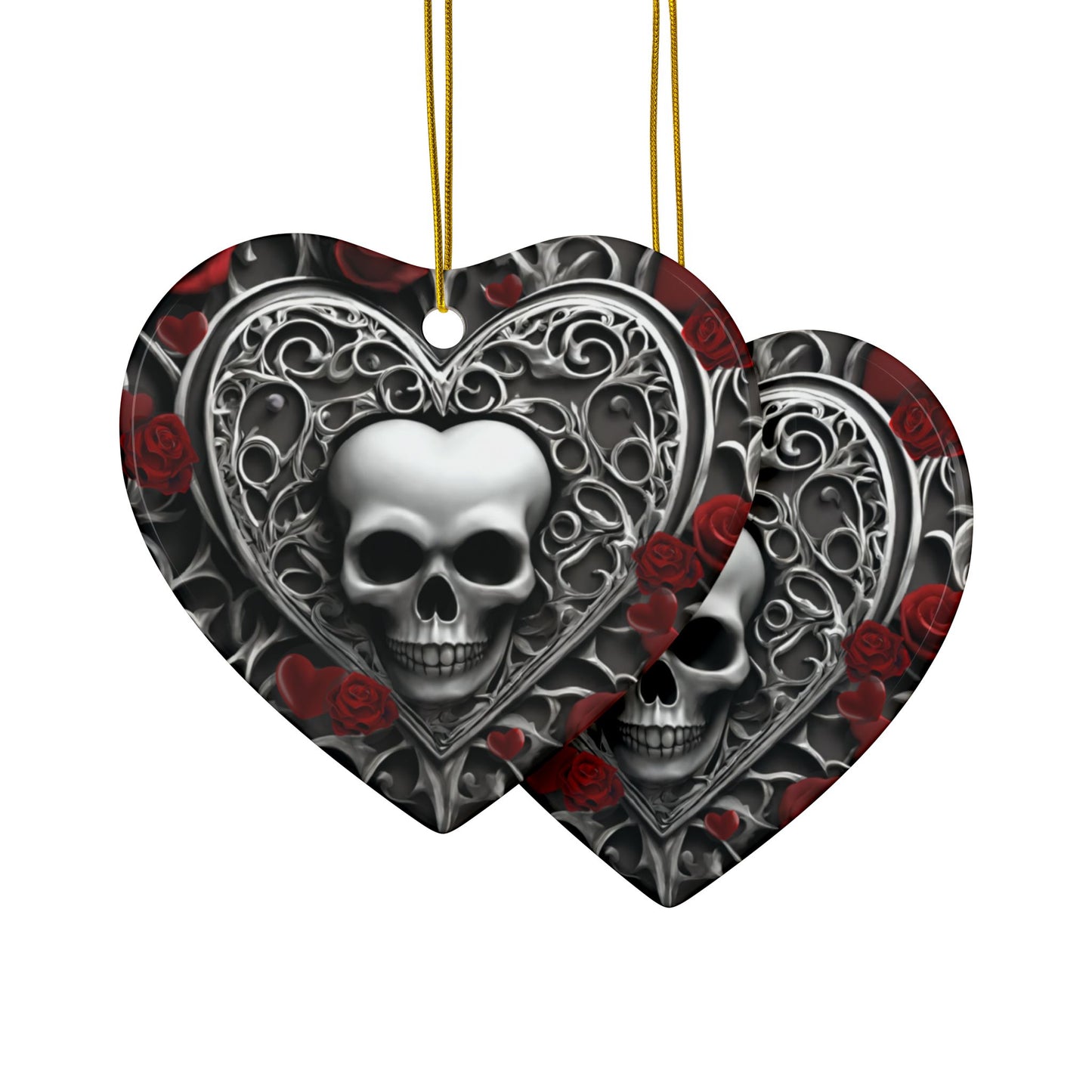 Gothic Heart Ceramic Ornament (1pc, 3pcs, 5pcs, 10pcs)