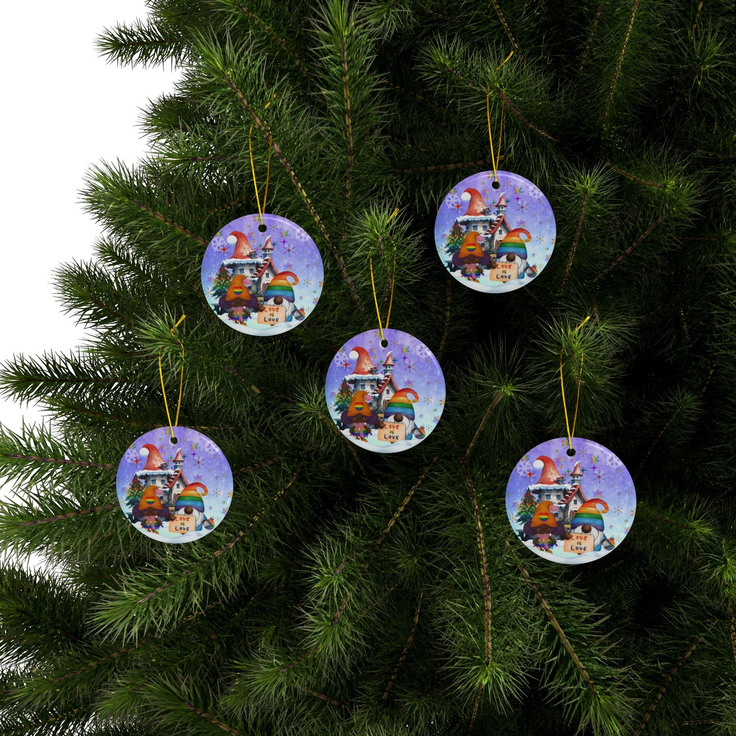 Peace, Love, and Joy to Everyone | Pridemas Holiday | Heirloom Ceramic Ornaments (1pc, 3pcs, 5pcs, 10pcs)