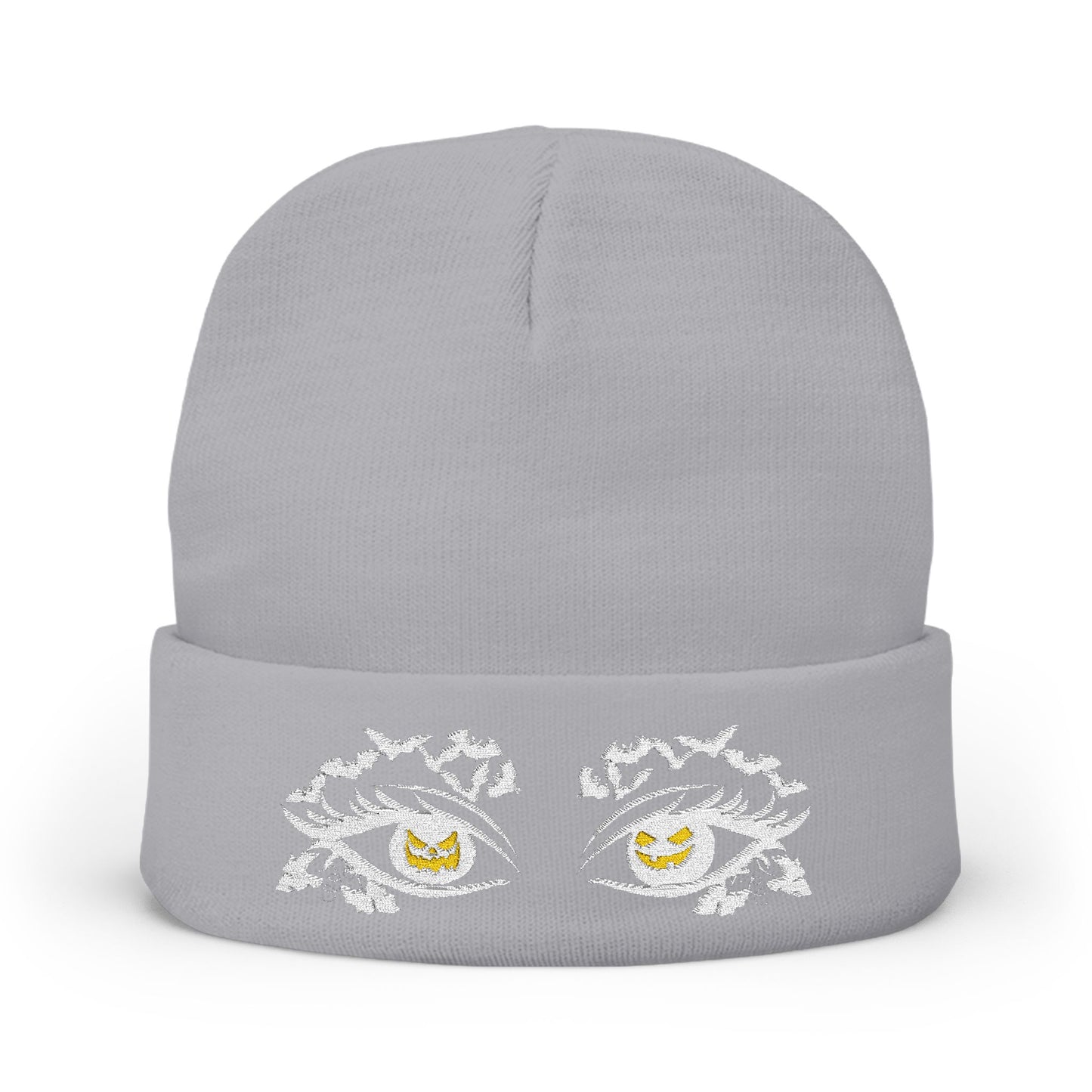 Pumpkin Eyes Beanie Hat | Embroidered Art