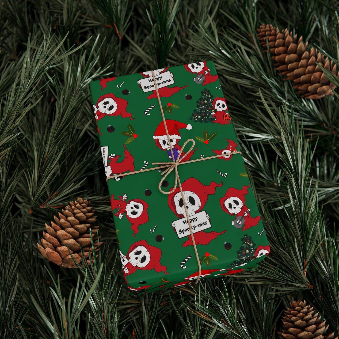 Spookymas Night Gift Wrap | Creepy Cute Ghoulish Christmas Wrap