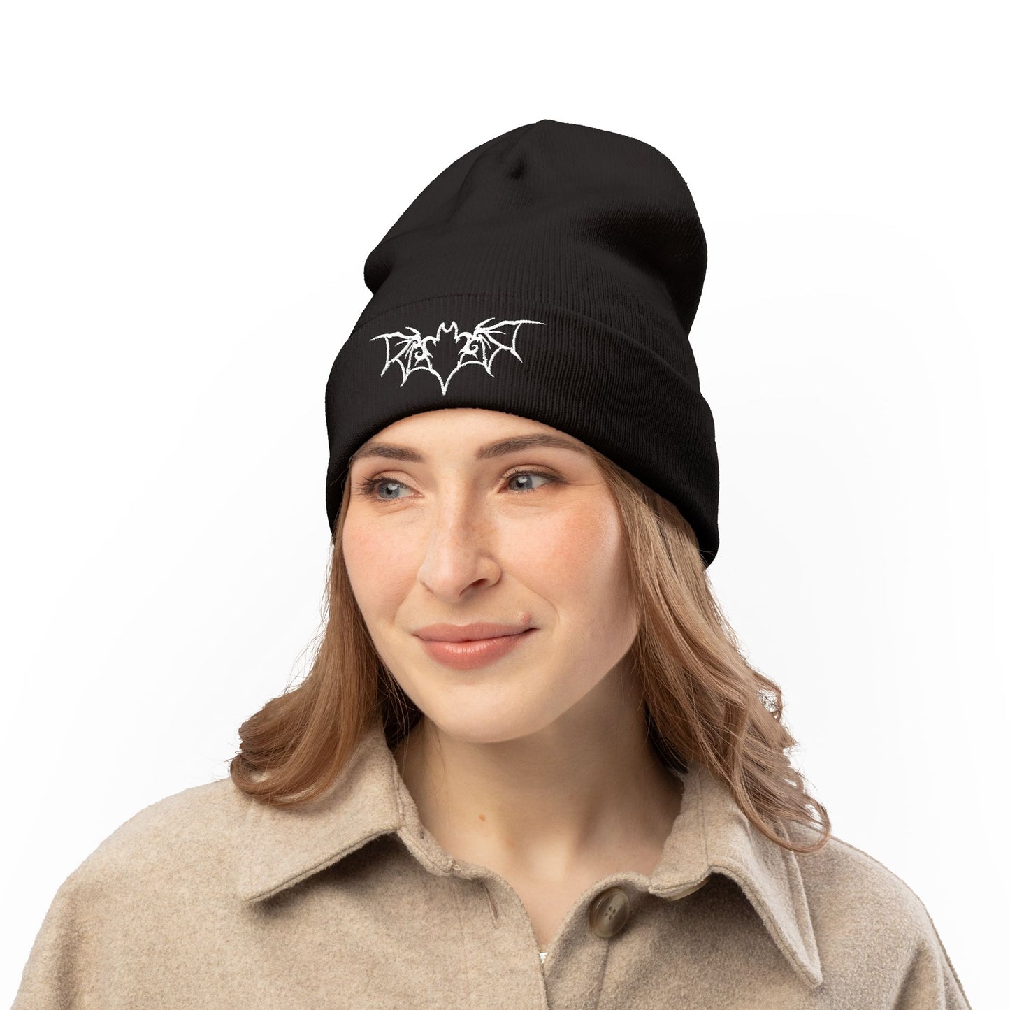 Silhouette of the Bat | Embroidered Knit Beanie