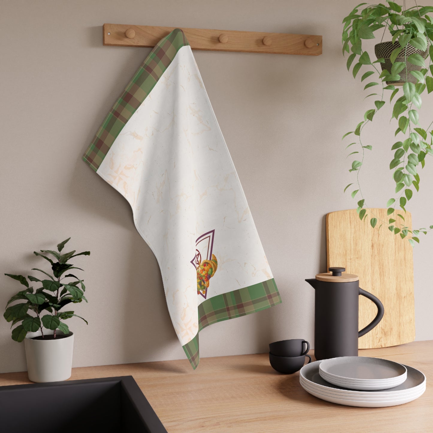 Harvest | Fall Equinox | Autumn Plaid Tea Towel