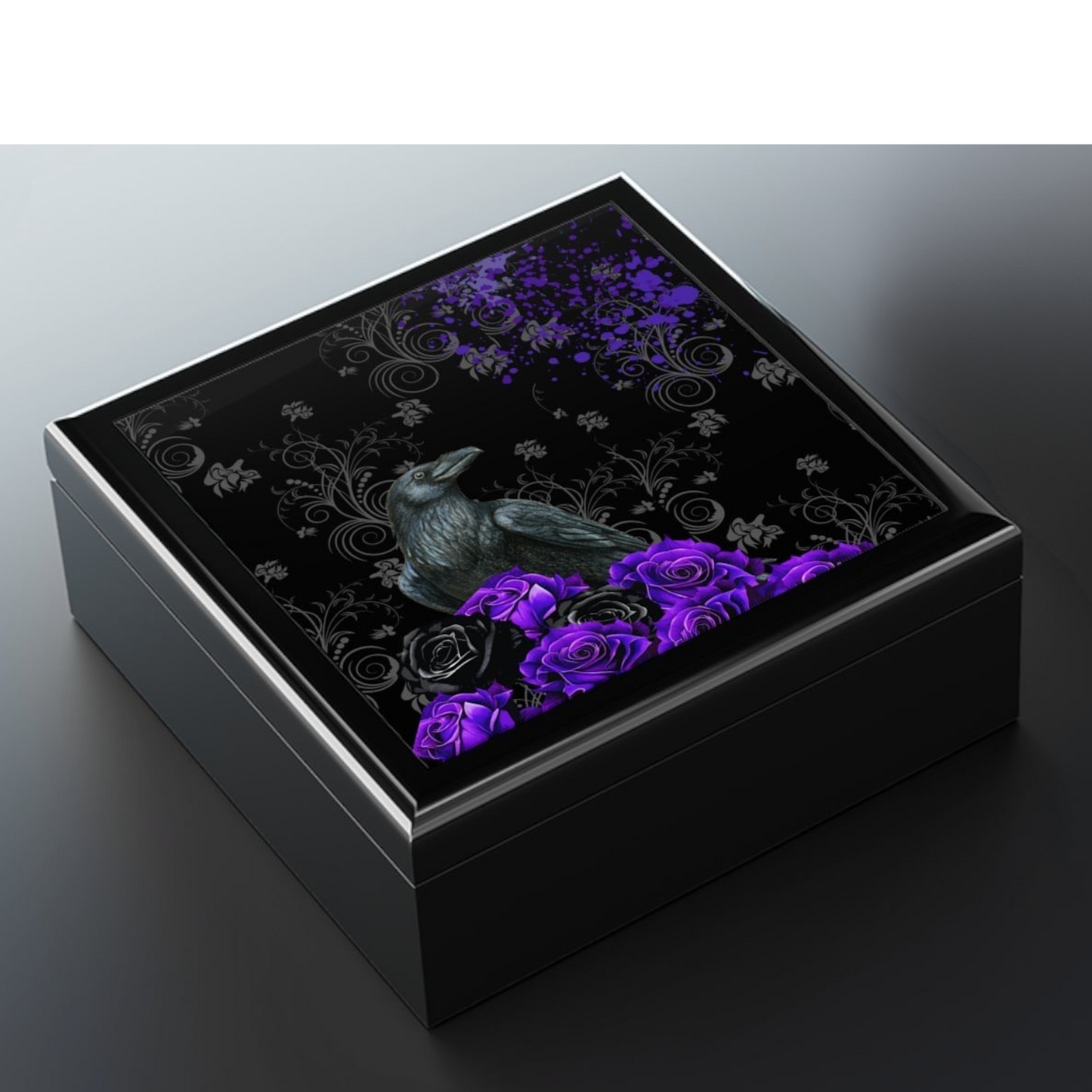 Black Feathers & Purple Roses Jewelry Box | Limited Edition Purple