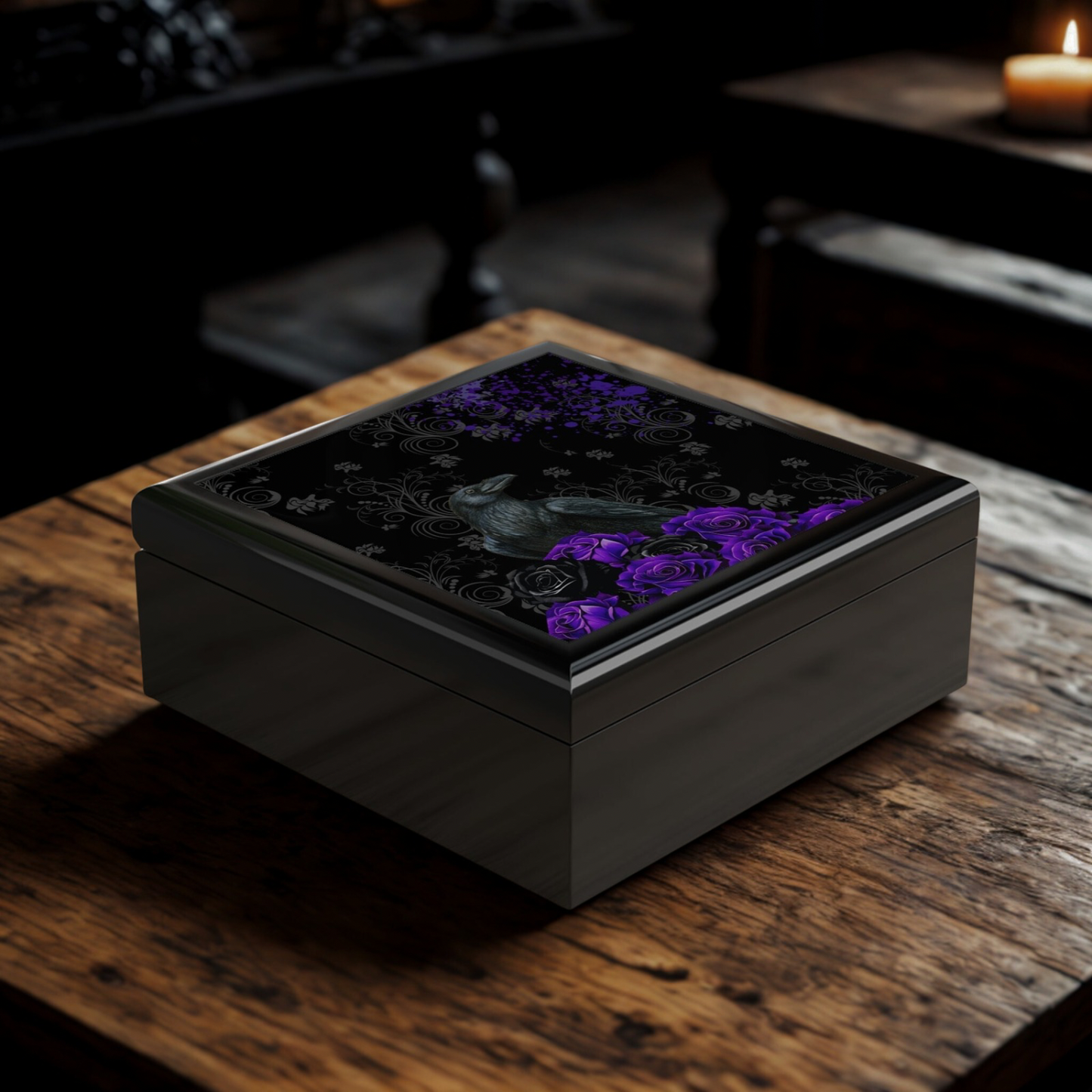 Black Feathers & Purple Roses Jewelry Box | Limited Edition Purple