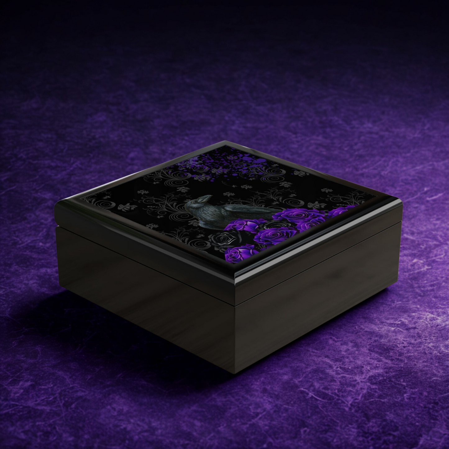 Black Feathers & Purple Roses Jewelry Box | Limited Edition Purple