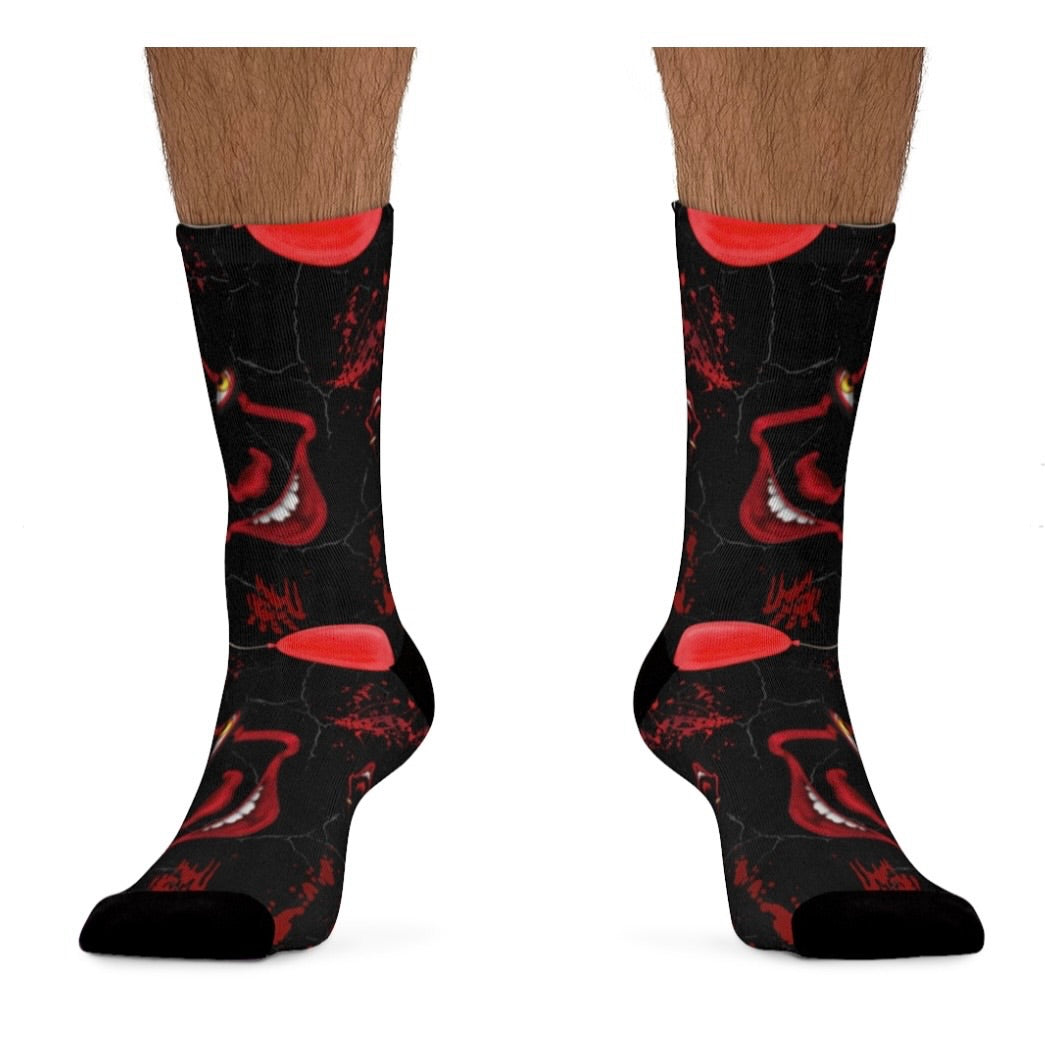 Horror Socks | Red Balloon in Black | Recycled Poly Socks | Cozy and Scary
