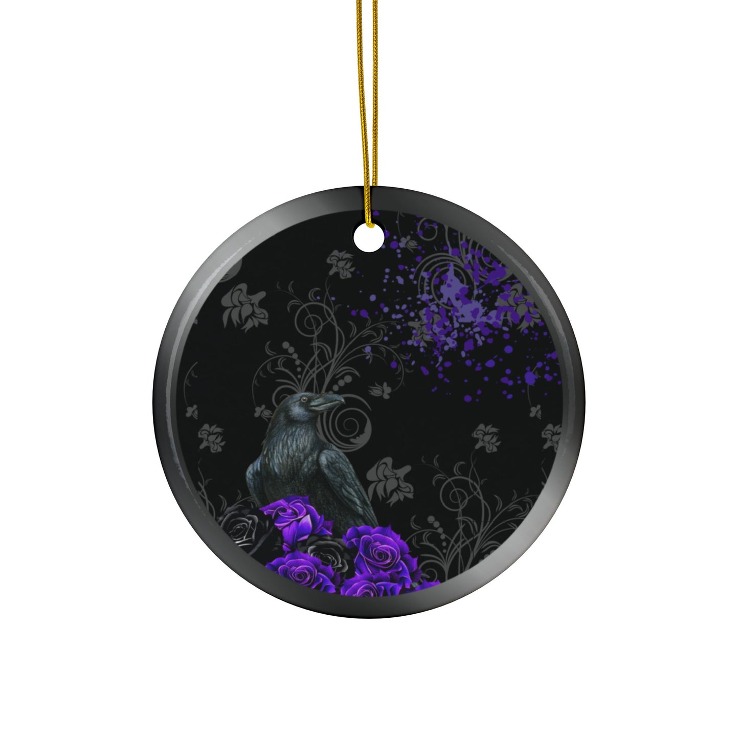 Black Feather / Purple | Heirloom Ceramic Ornaments (1pc, 3pcs, 5pcs, 10pcs)