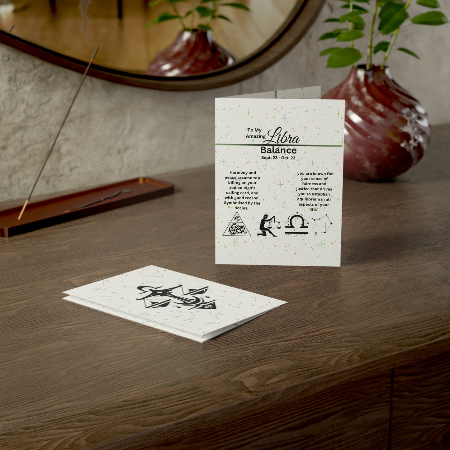Libra Zodiac Greeting Card | Astrology Design (1, 10 pcs)