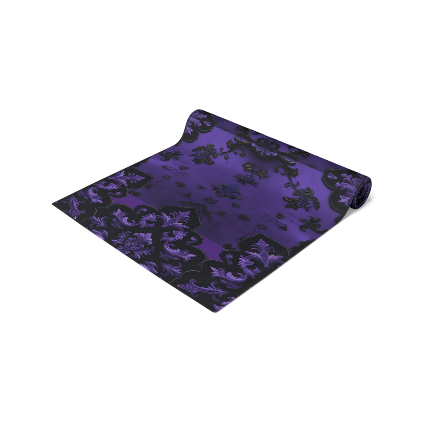 Royal Noir | Dark Purple Damask | Table Runner