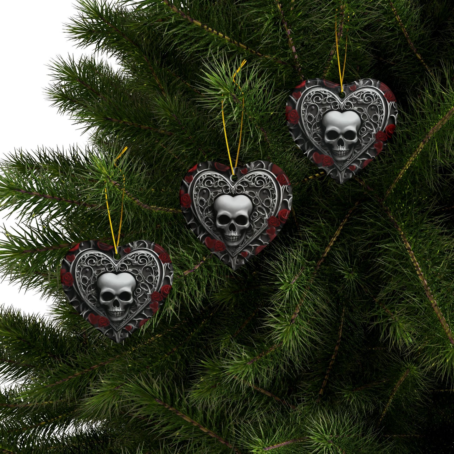 Gothic Heart Ceramic Ornament (1pc, 3pcs, 5pcs, 10pcs)