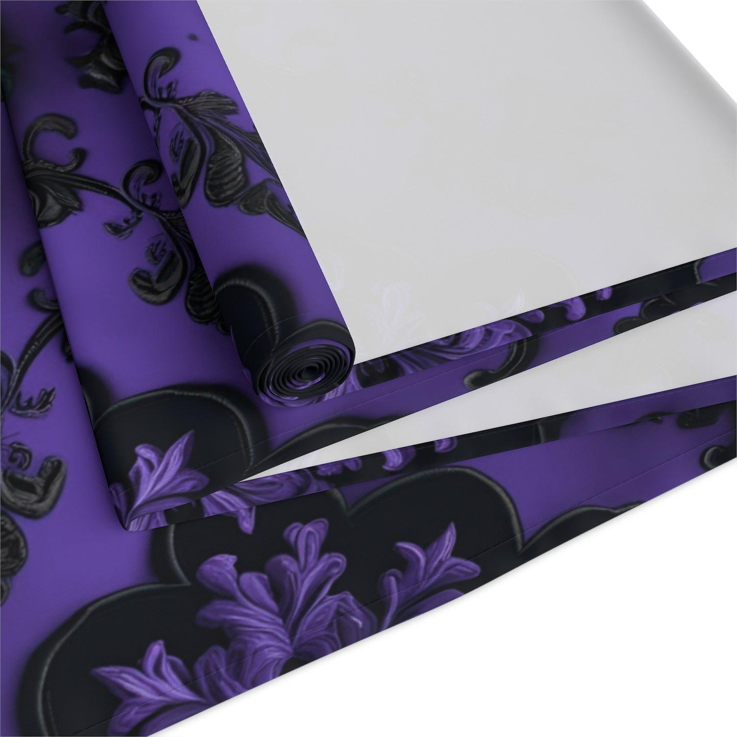 Royal Noir | Dark Purple Damask | Table Runner