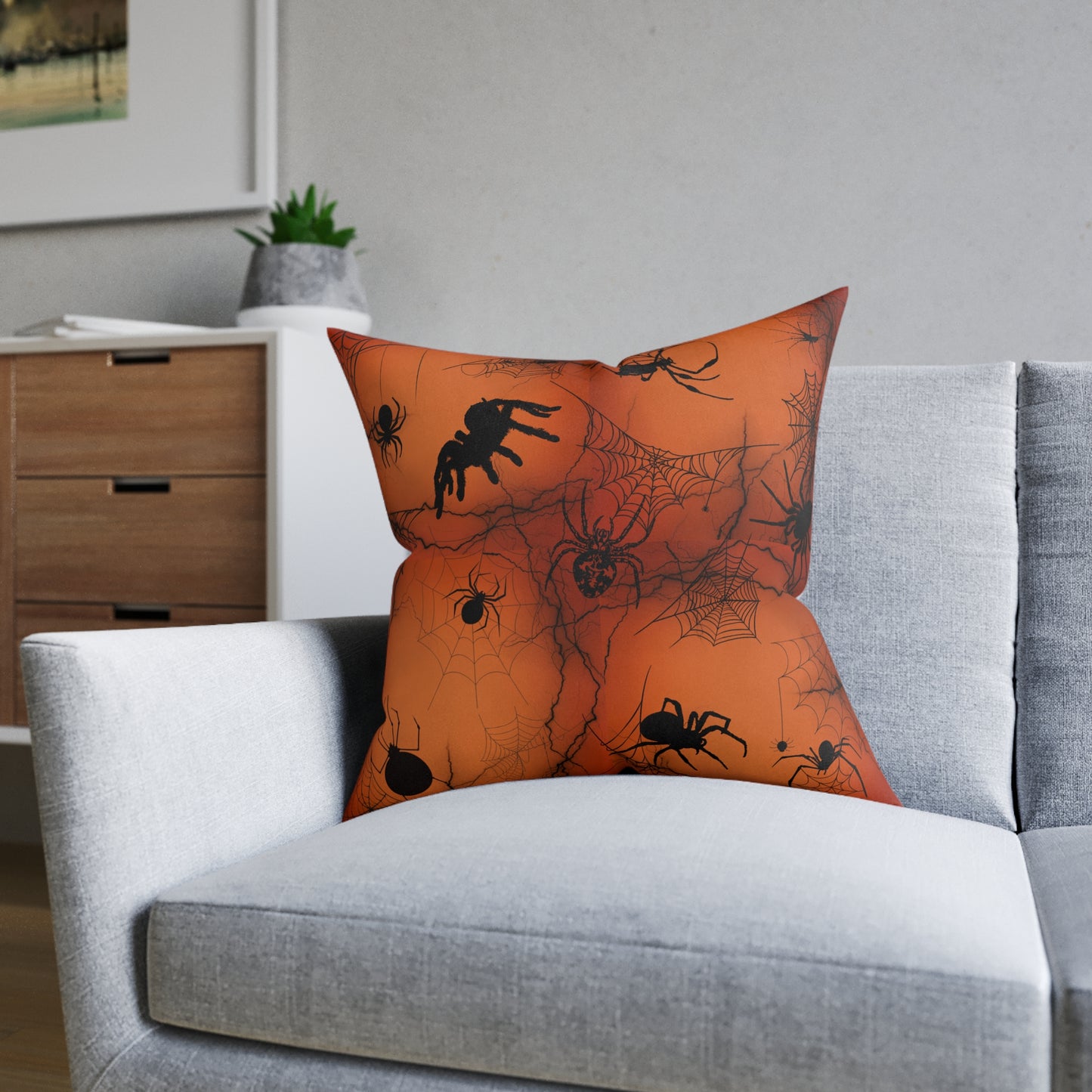 Square Pillow Eerie Spiders Arachnophobia Decorative Pillow