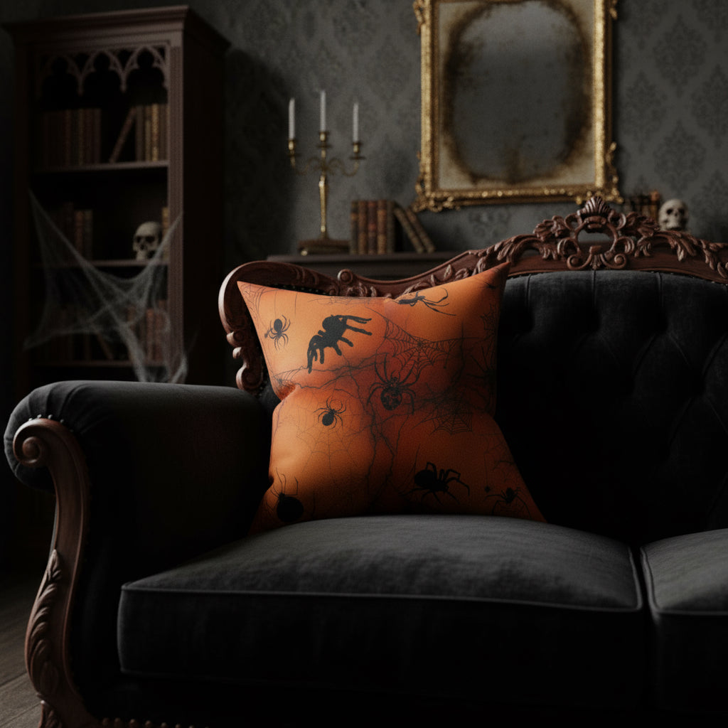 Square Pillow Eerie Spiders Arachnophobia Decorative Pillow