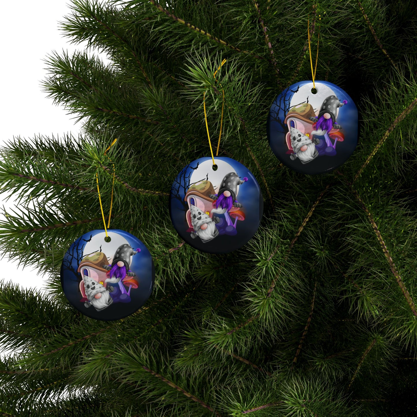 Ghostly Gnomes | Heirloom Ceramic Ornament (1pc, 3pcs, 5pcs, 10pcs)