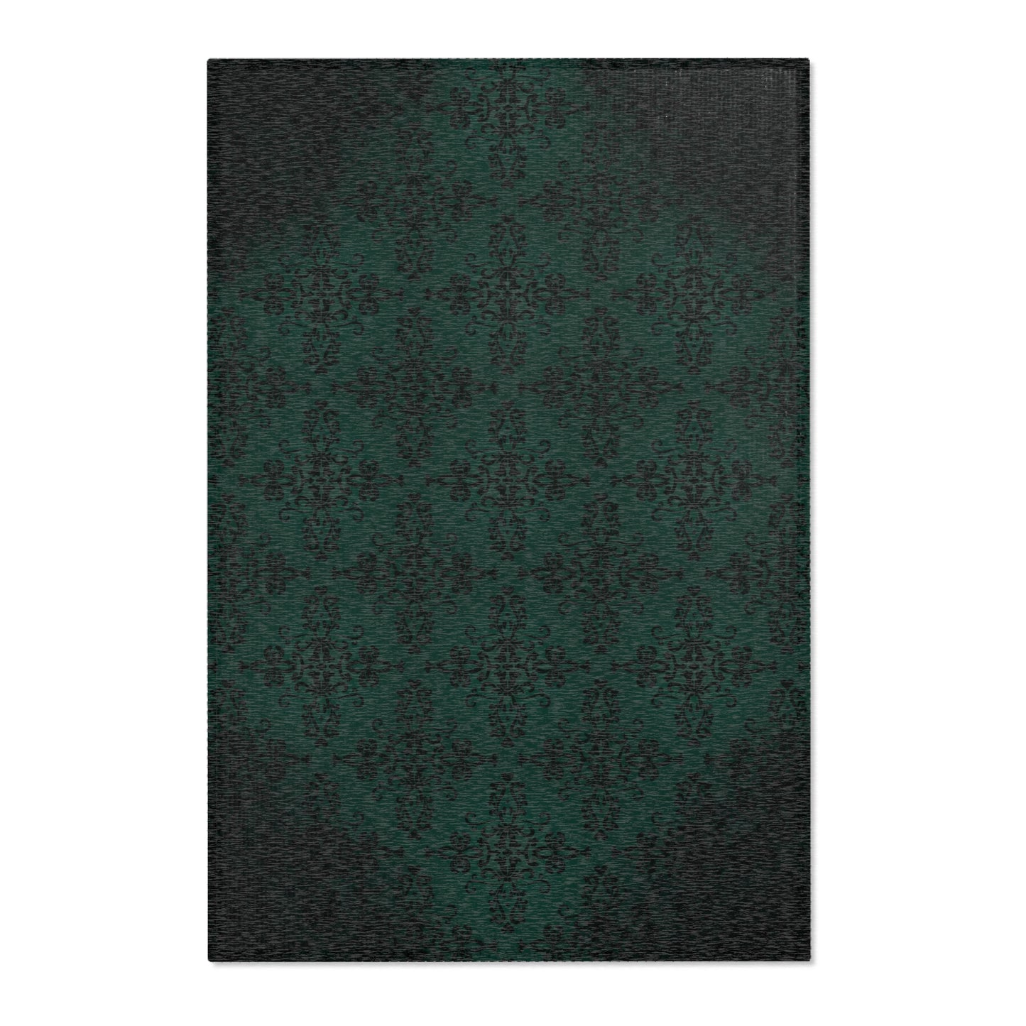 Elegant Green and Black Damask Area Rug for Living Room