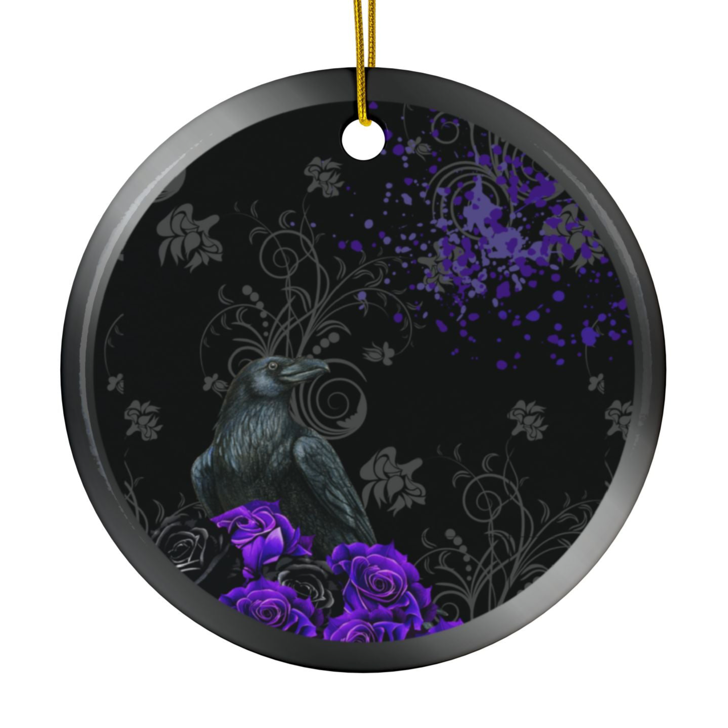 Black Feather / Purple | Heirloom Ceramic Ornaments (1pc, 3pcs, 5pcs, 10pcs)