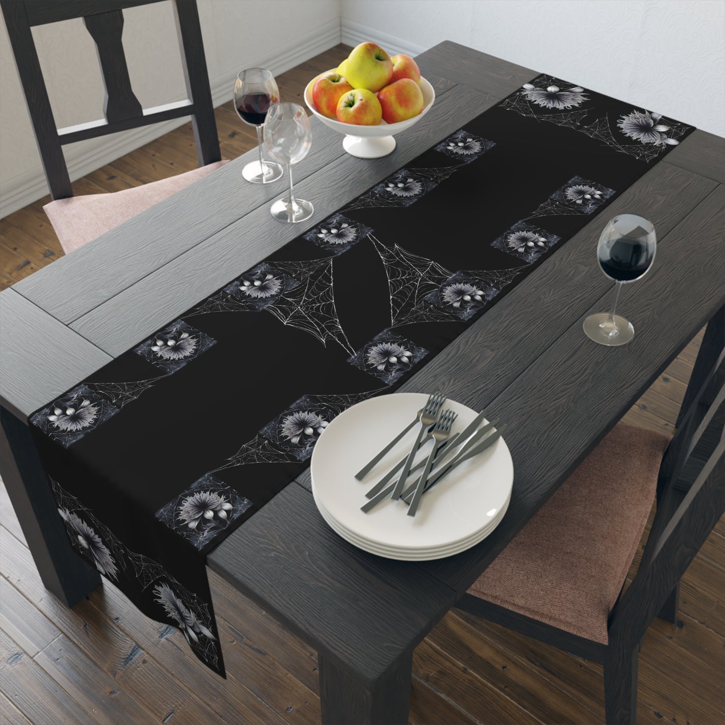 Floral Web Table Runner | Night Garden | (Cotton, Poly)