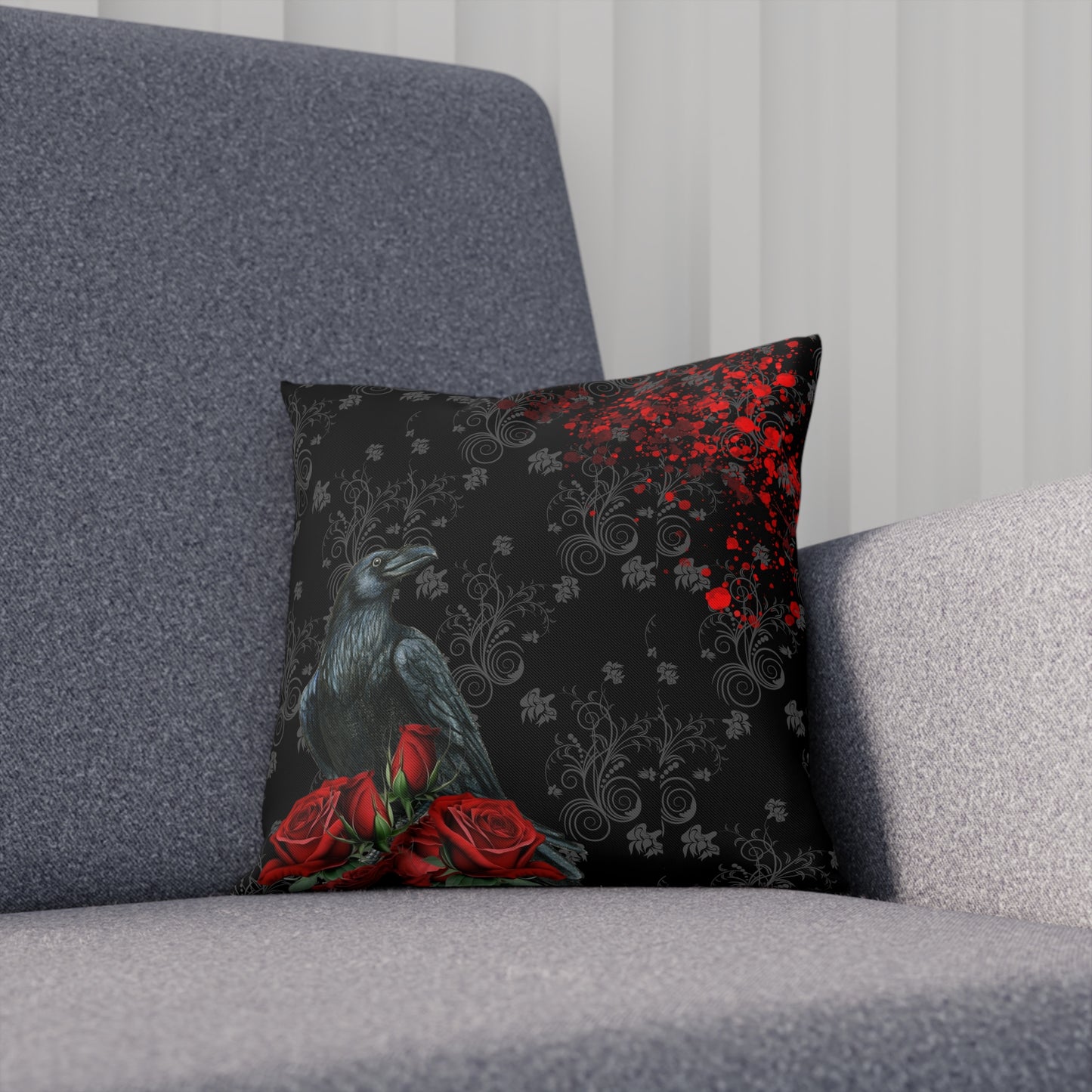 Black Feather and Red Roses | Cushion 2 sizes