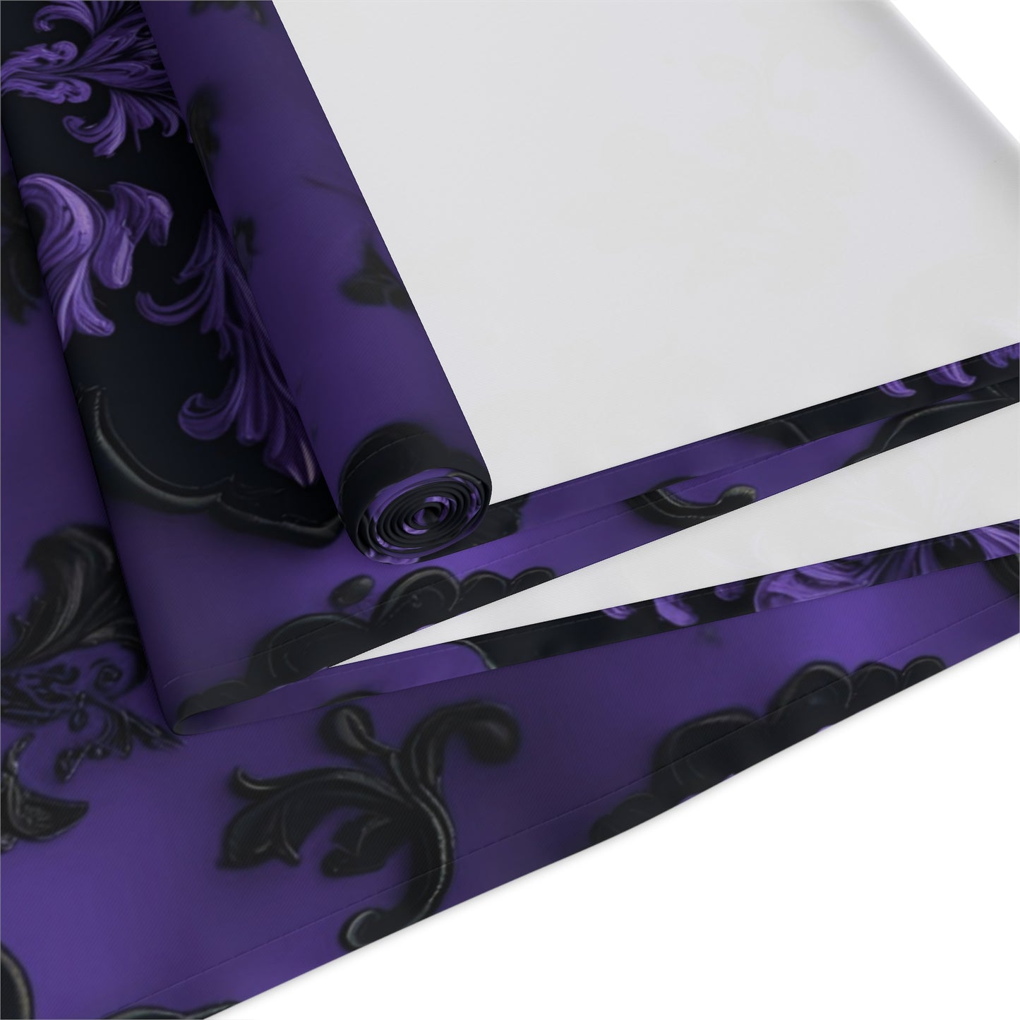 Royal Noir | Dark Purple Damask | Table Runner