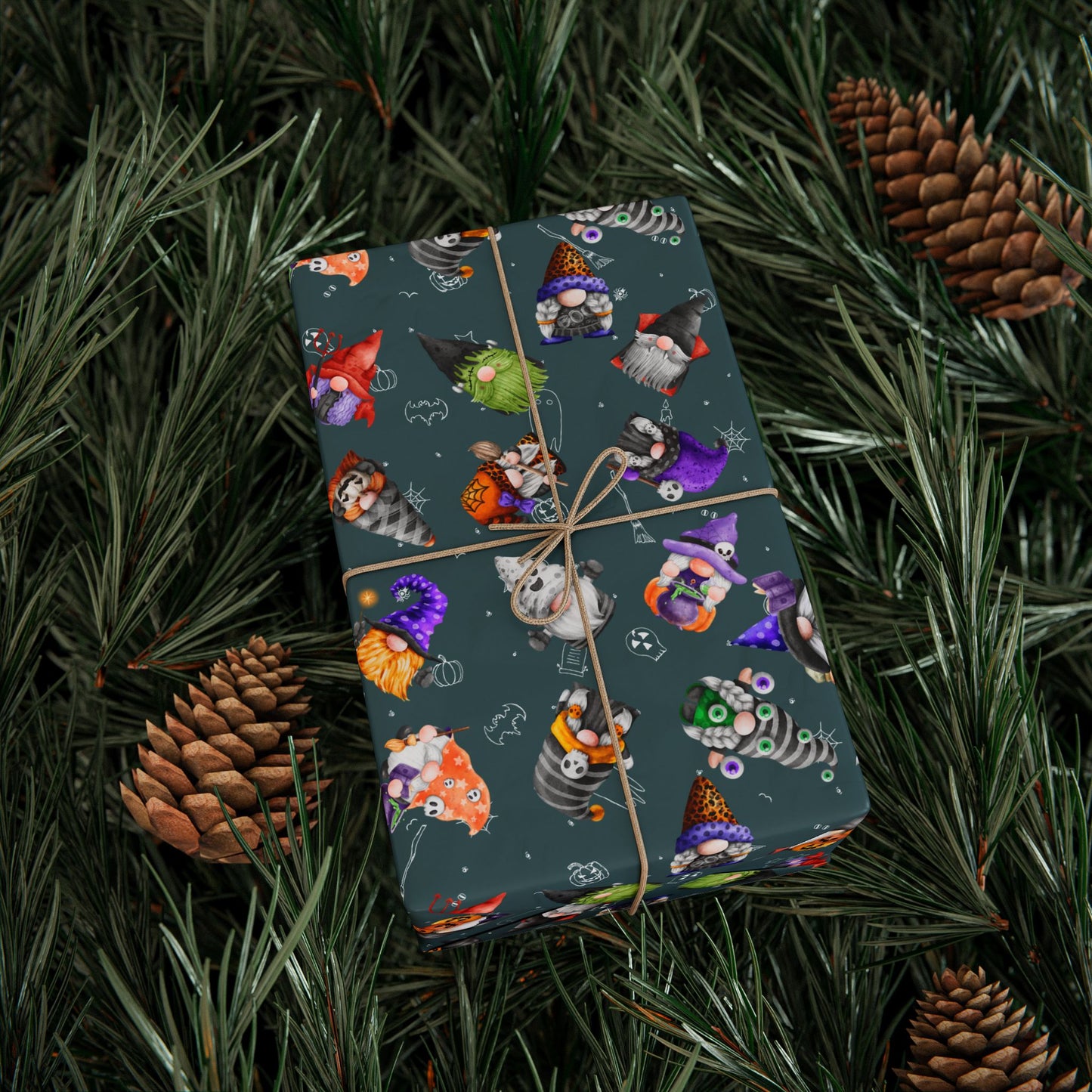 Gnome-o-ween Halloween Gift Wrap | Spookymas Gnomes