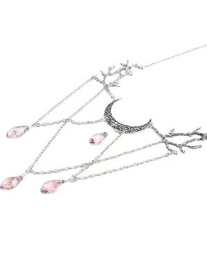 Moon Drops in Enchanted Forest Choker | Crescent Moon / Branches Necklace
