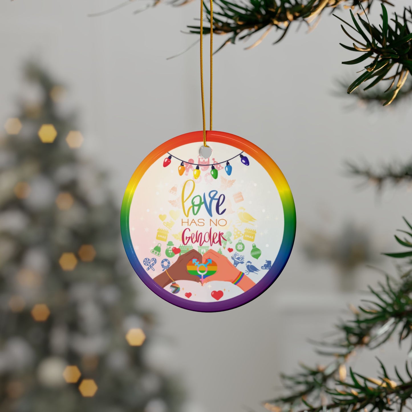 Pride Spirit | Love Has No Gender | Heirloom Ceramic Ornaments (1pc, 3pc, 5pc, 10pc)