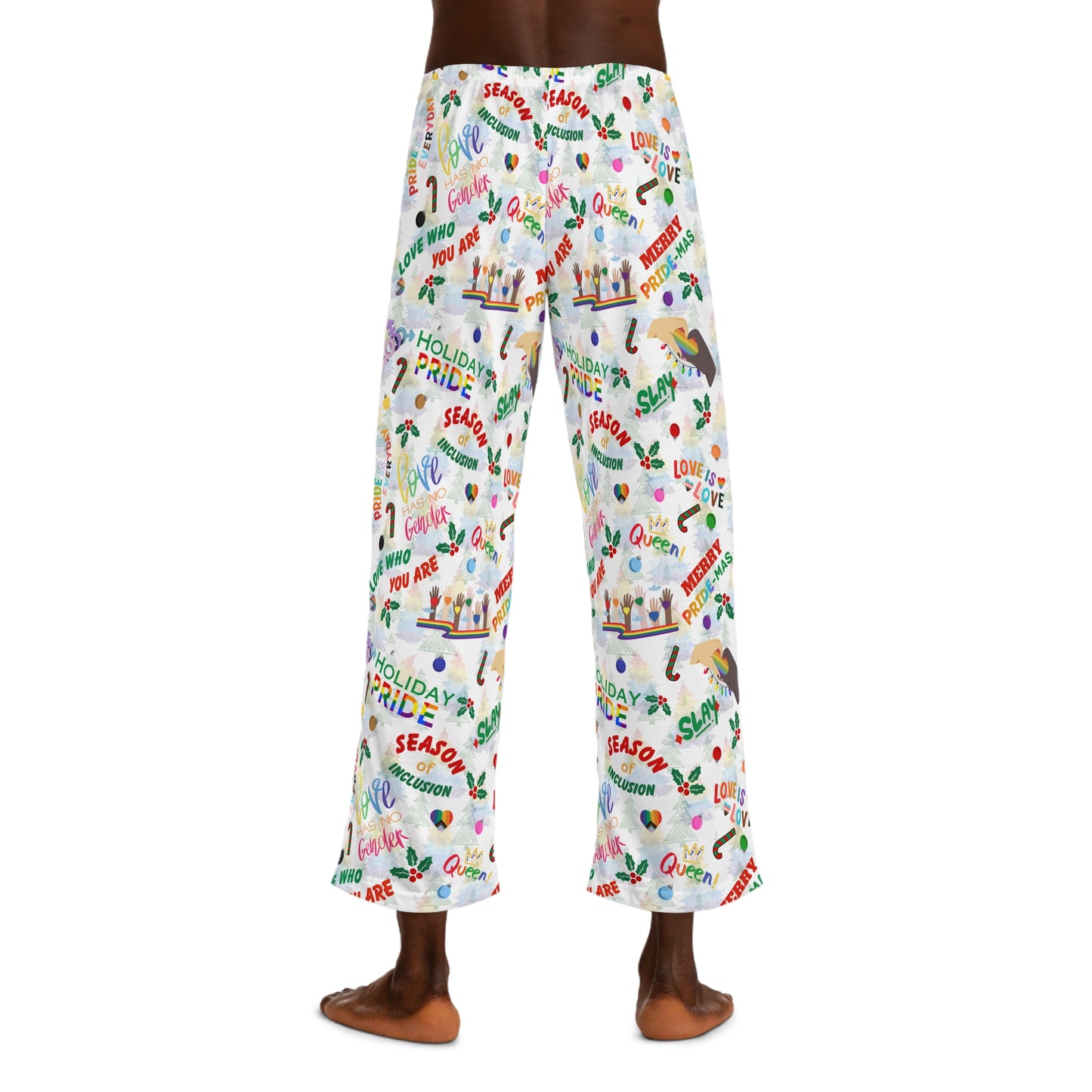 Holiday Pride Pajama Pants | LGBTQ+ Festive All-Over Print (Masculine)