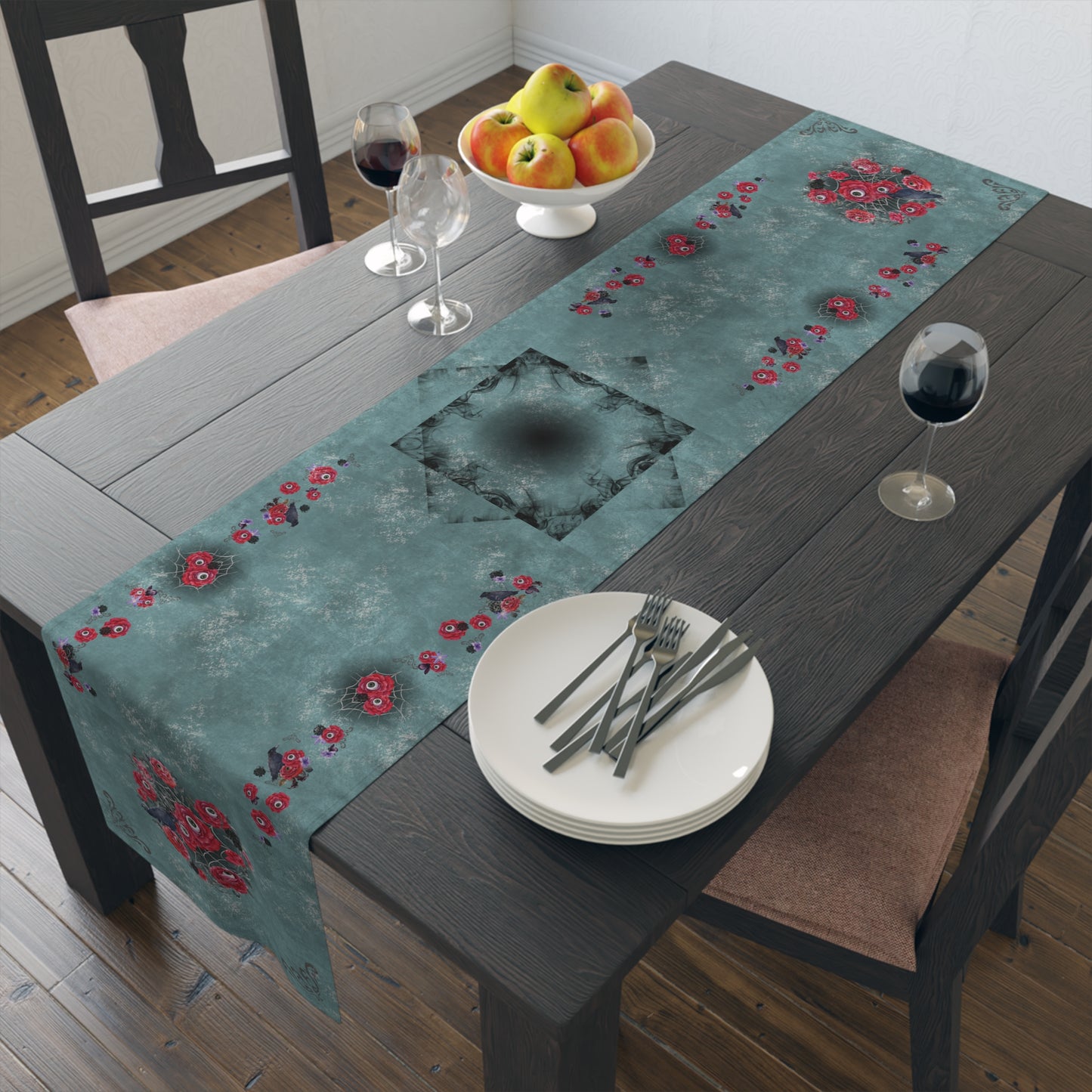Table Runner (Poly) | Ocular Floral Nightmare Holiday Decor