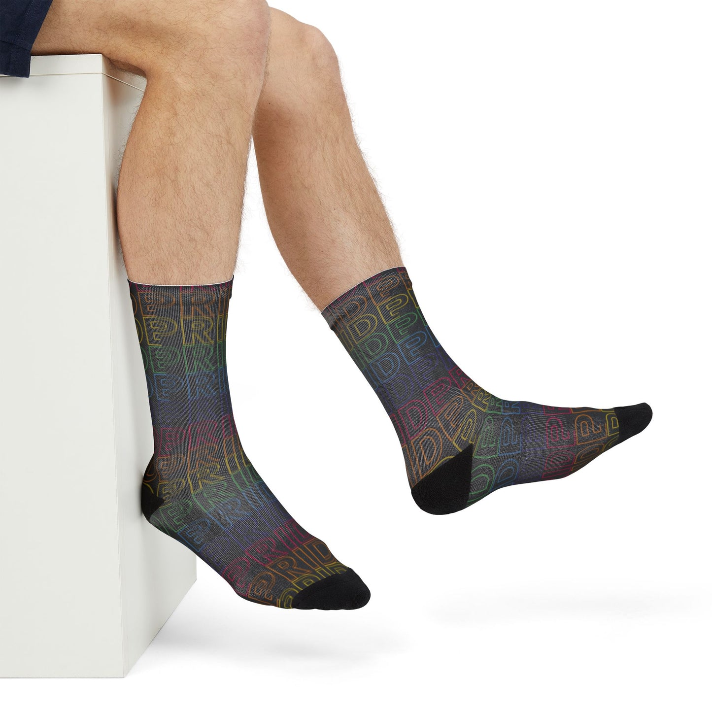 Goth Pride | Rainbow in Black | Poly Crew Socks