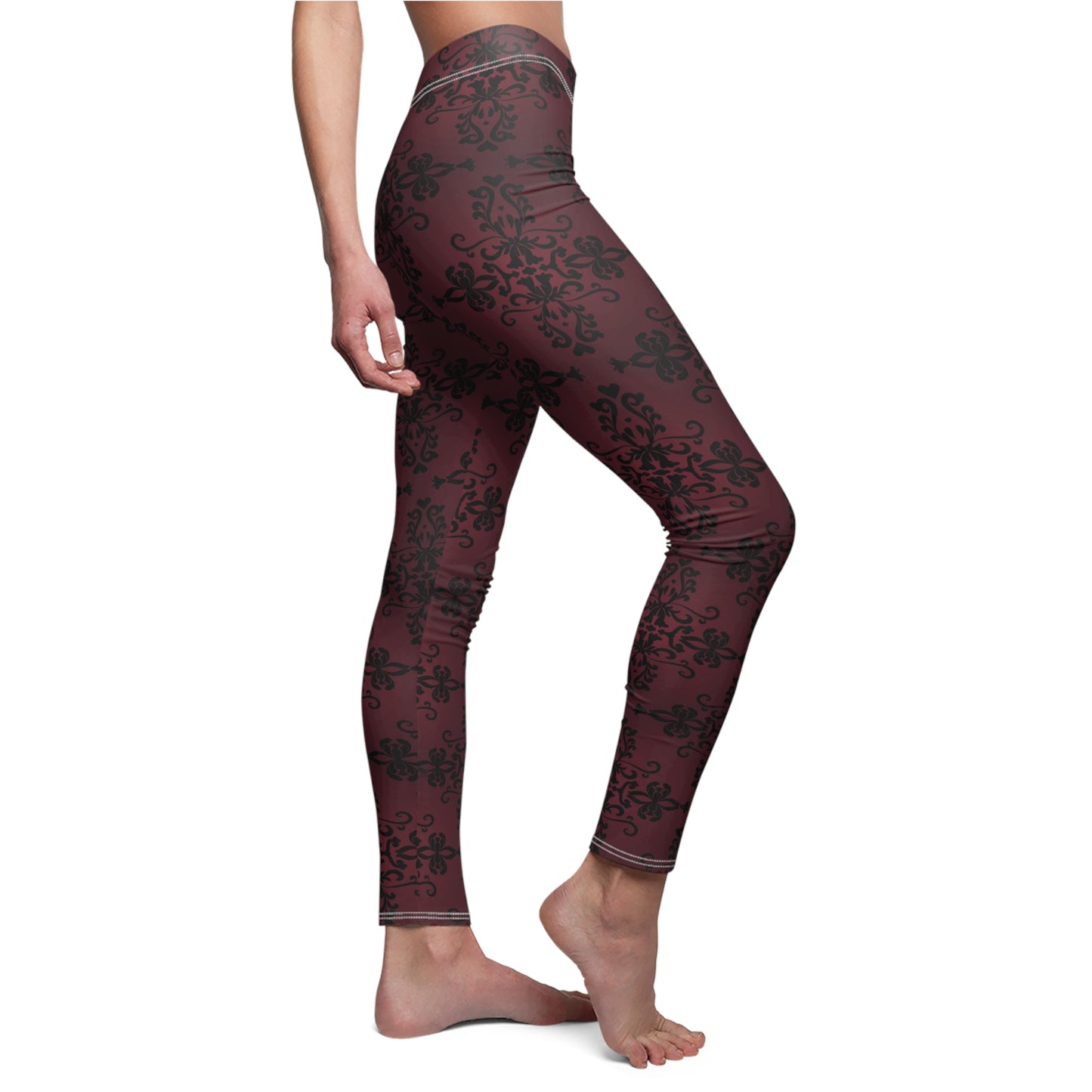 Nightmare Casualties | Dark Red Damask | All Over Print Women's Casual Gothic Wear
