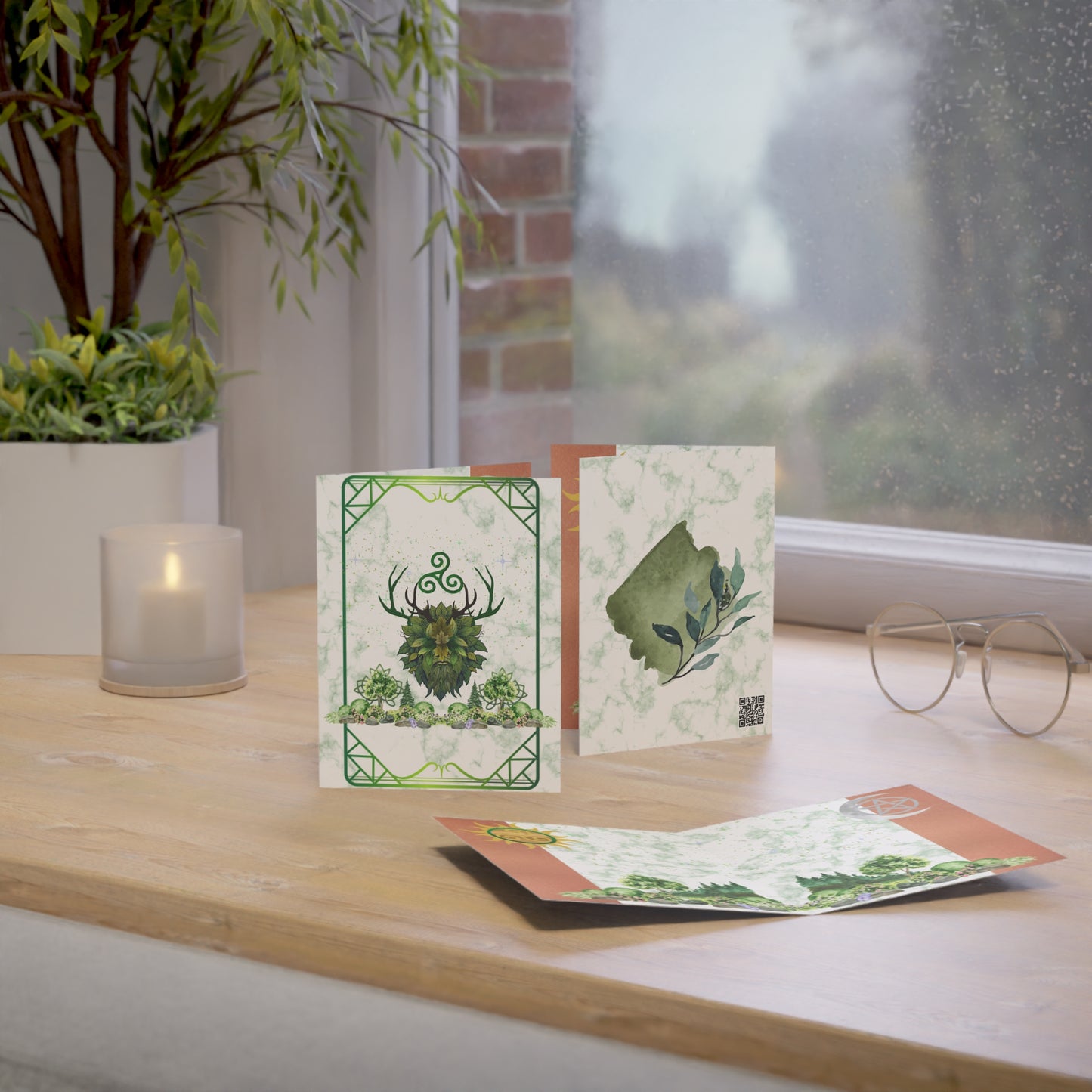 Green Man | Summer Solstice | Greeting Cards | (1, 10 pcs)