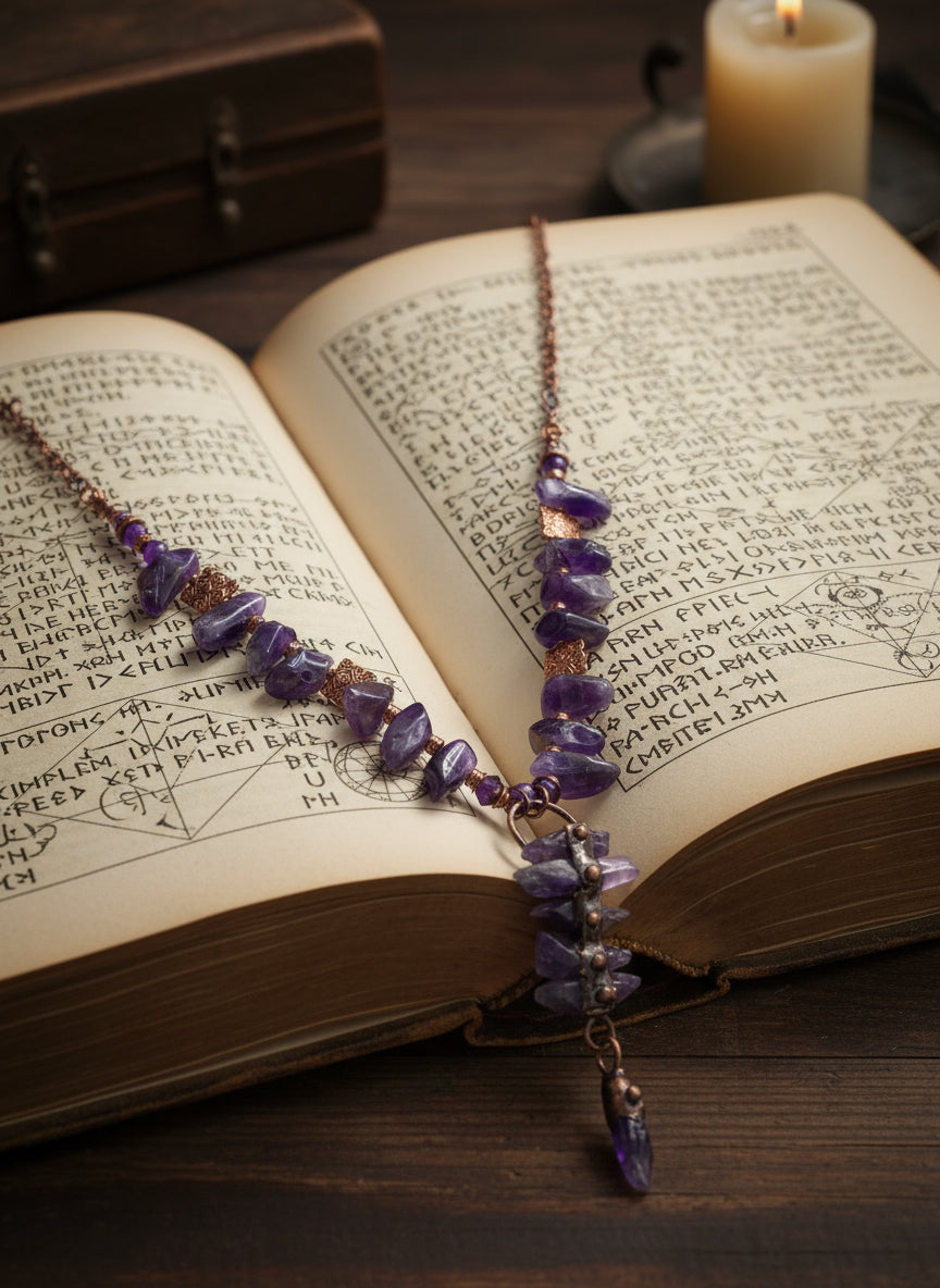 Amethyst and Copper | Amethyst Spikes | Statement Necklace