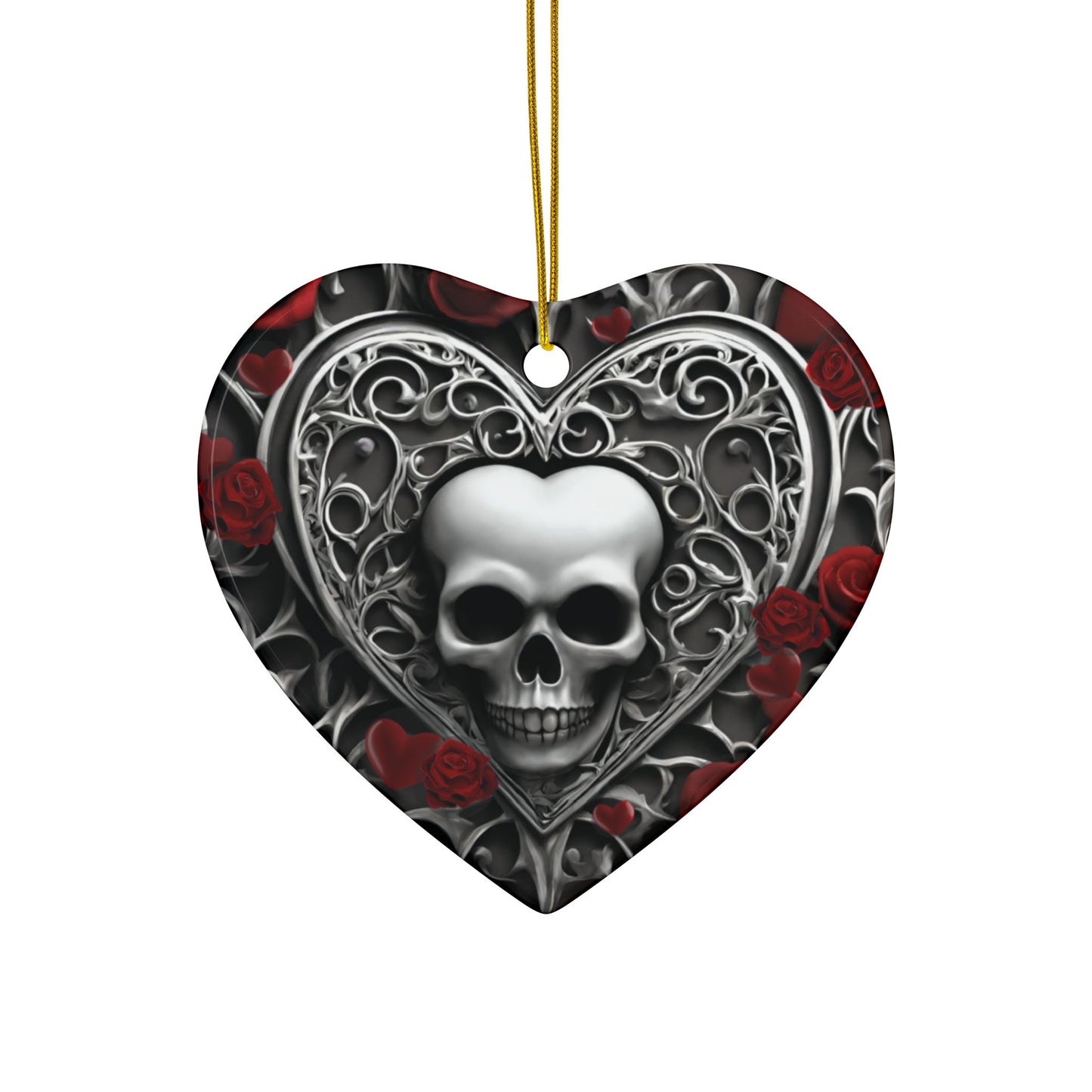 Gothic Heart Ceramic Ornament (1pc, 3pcs, 5pcs, 10pcs)