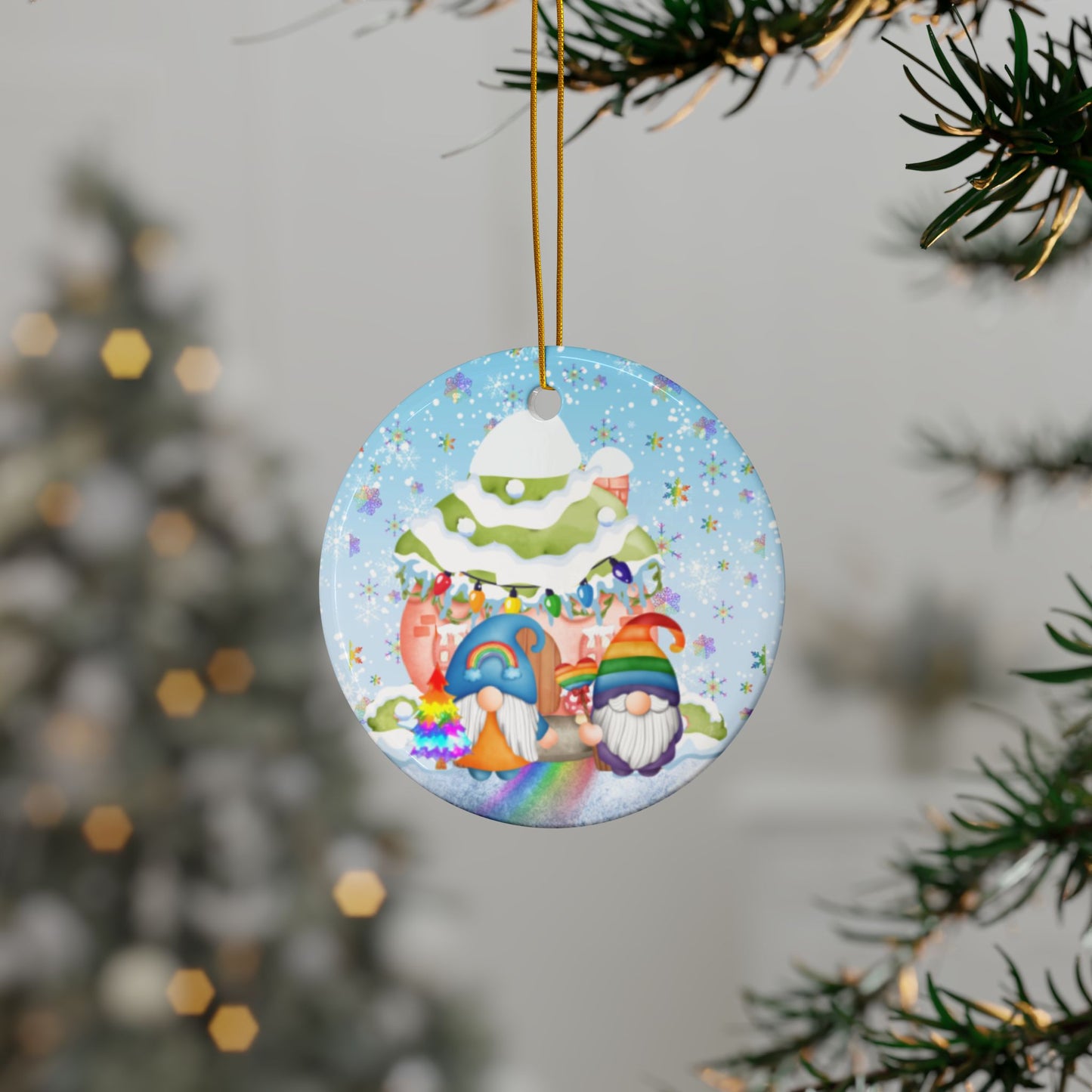 Rainbows in Winter | Pridemas Holiday | Heirloom Ceramic Ornaments (1pc, 3pcs, 5pcs, 10pcs)
