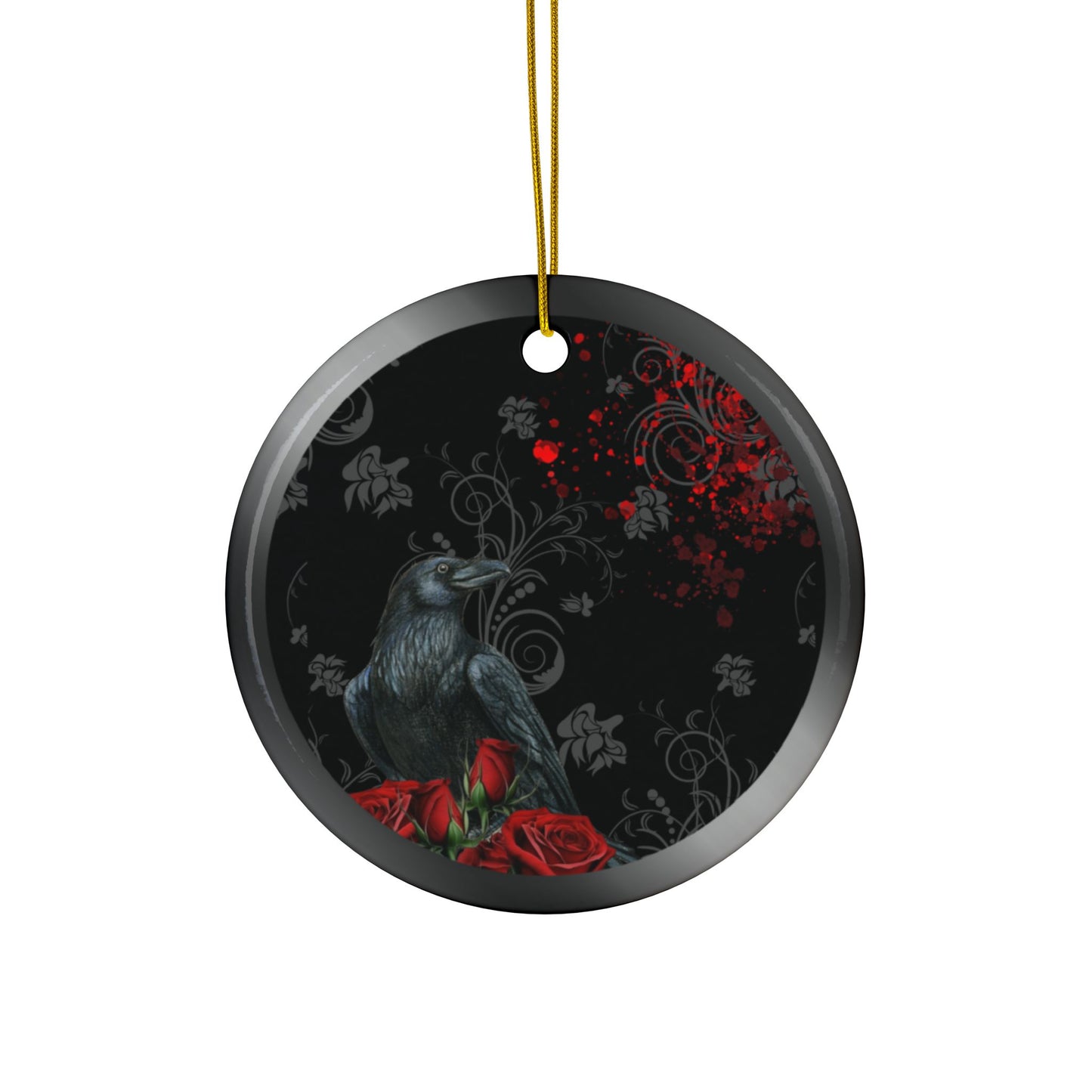 Black Feather / Red | Heirloom Ceramic Ornaments (1pc, 3pc, 5pc, 10pc)