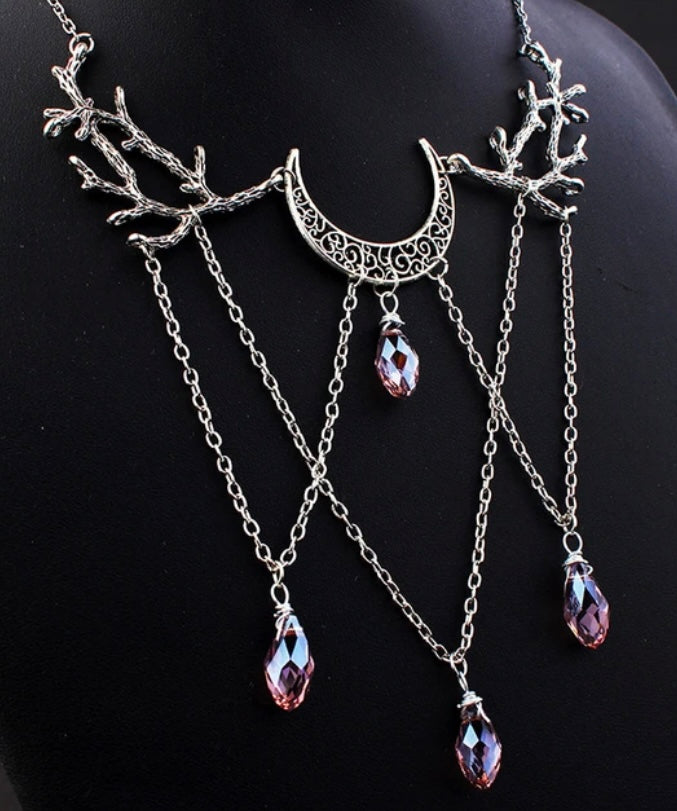 Moon Drops in Enchanted Forest Chokers | Crescent Moon / Branches Necklaces (4 Styles)