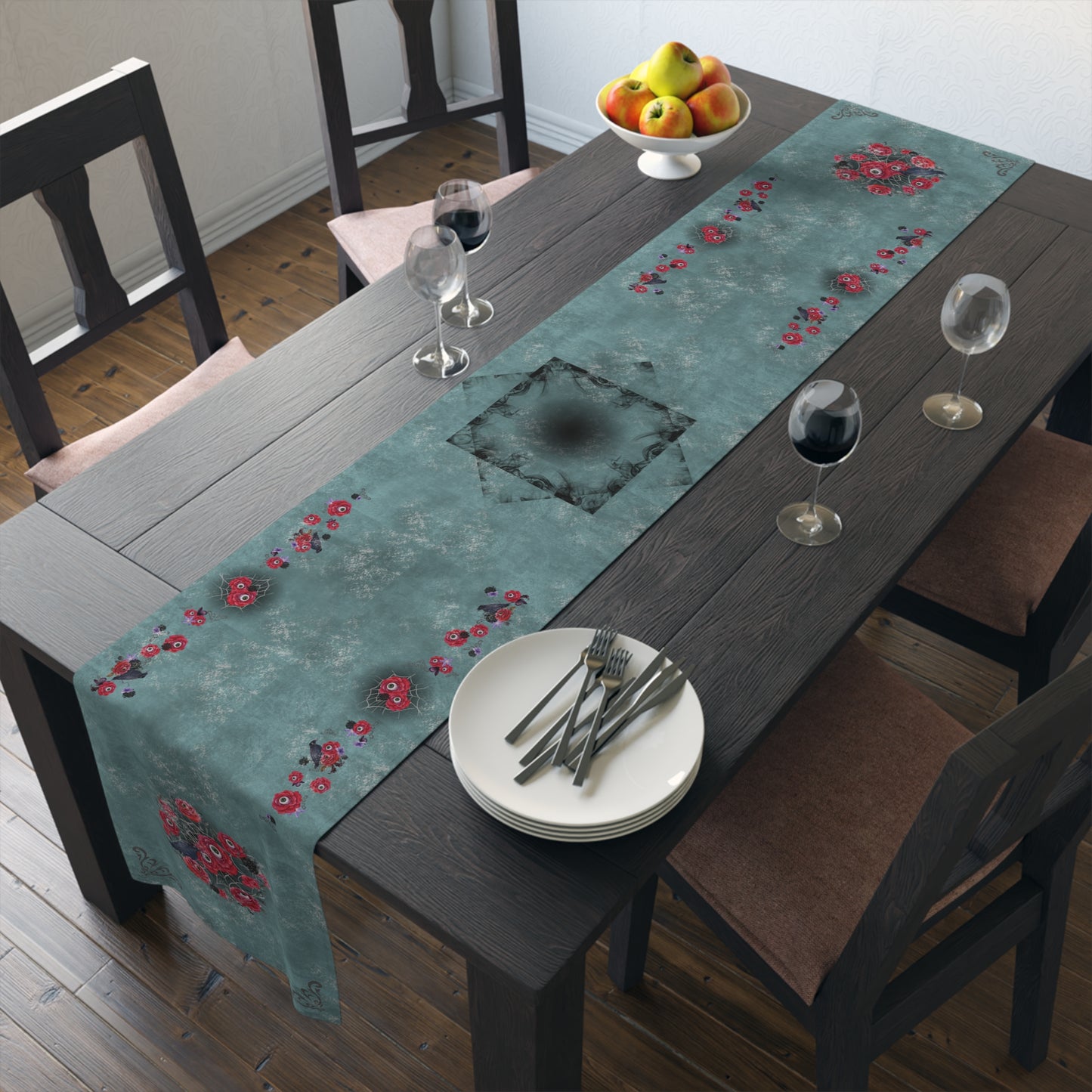 Table Runner (Poly) | Ocular Floral Nightmare Holiday Decor