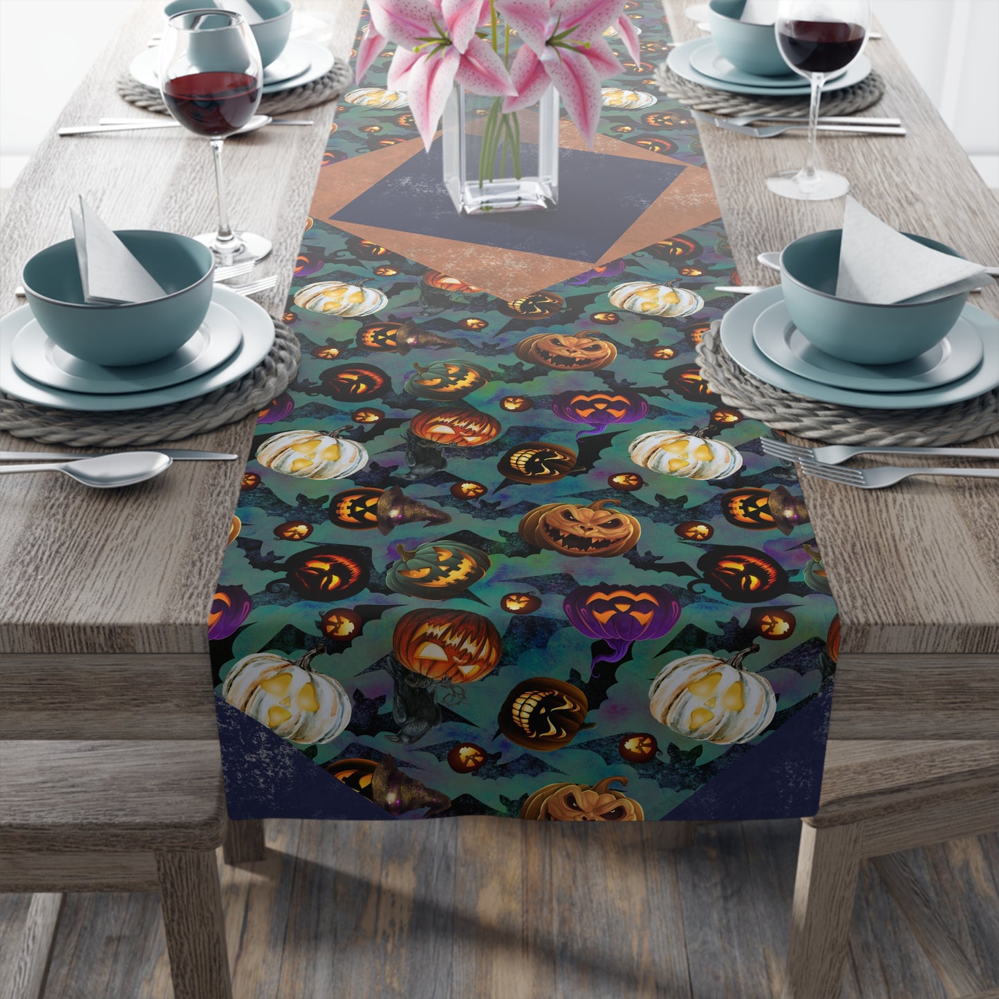 Scary Jacks Halloween Table Runner Decor and Gift