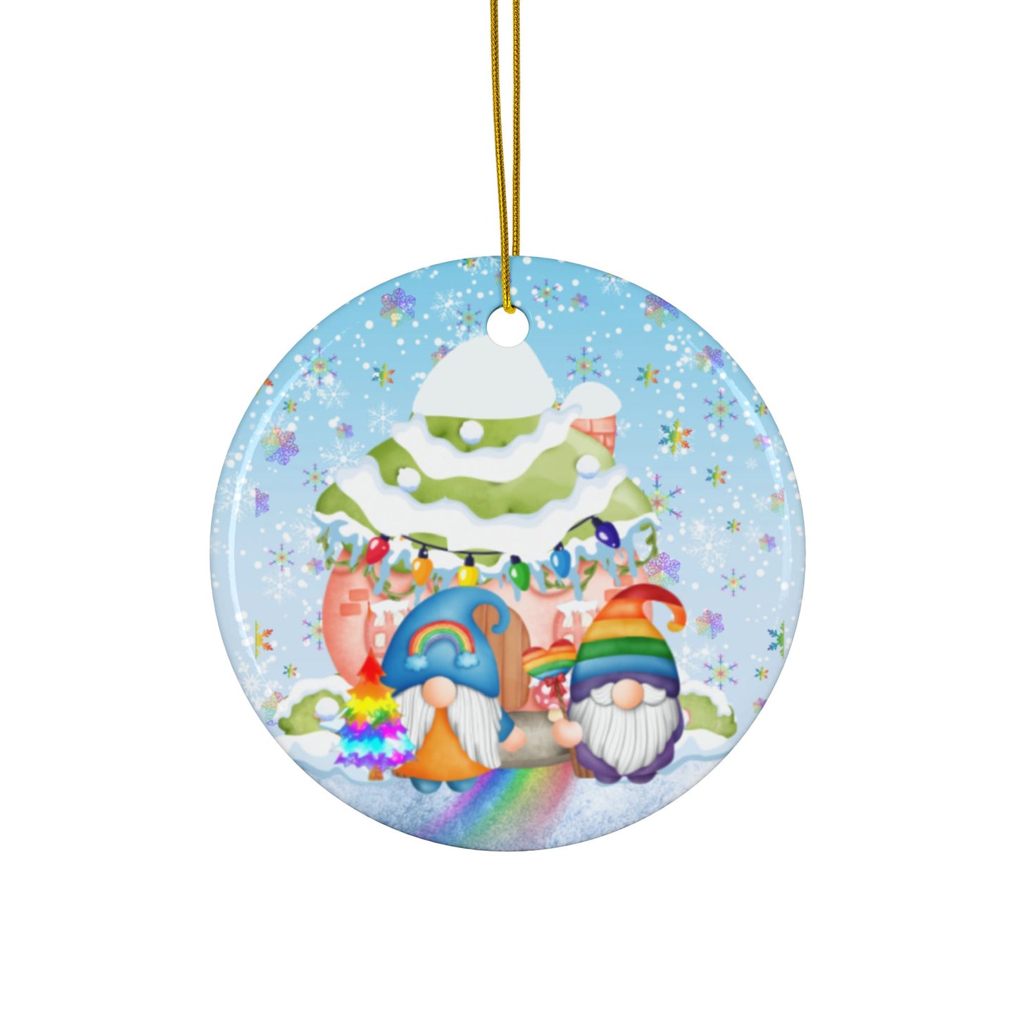Rainbows in Winter | Pridemas Holiday | Heirloom Ceramic Ornaments (1pc, 3pcs, 5pcs, 10pcs)