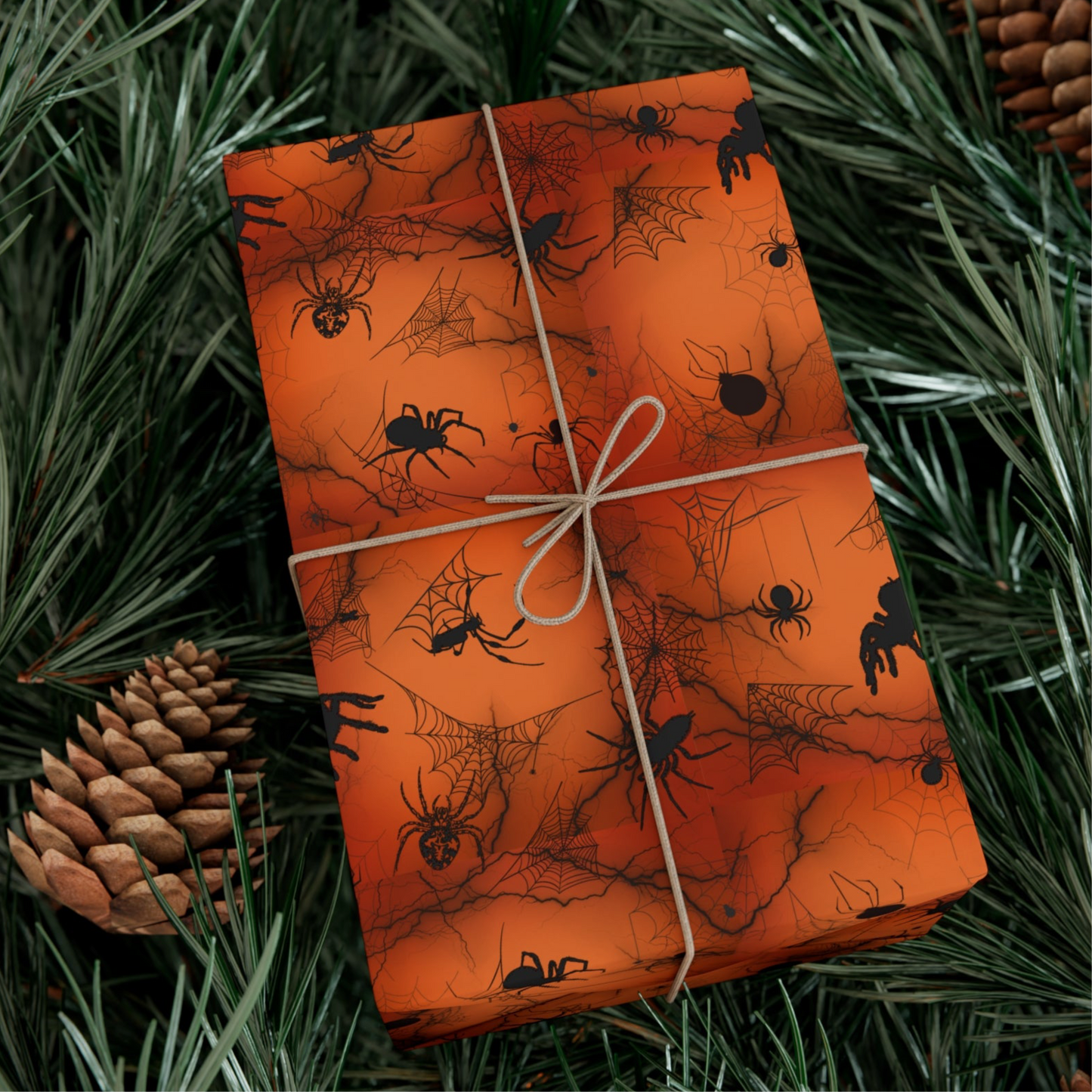 Spiders on Pumpkin | Gift Wrap Papers