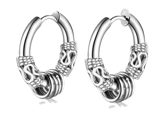 Geometric Hoop Earrings | Black & Silver